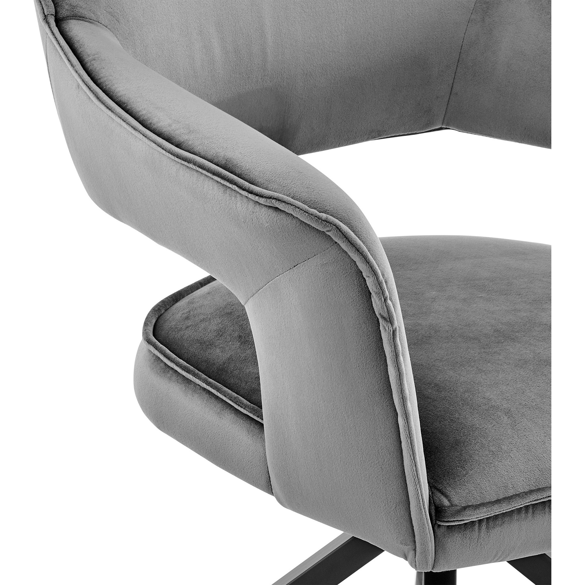 Velvet Upholstered Contemporary Accent Chair, Black and Gray