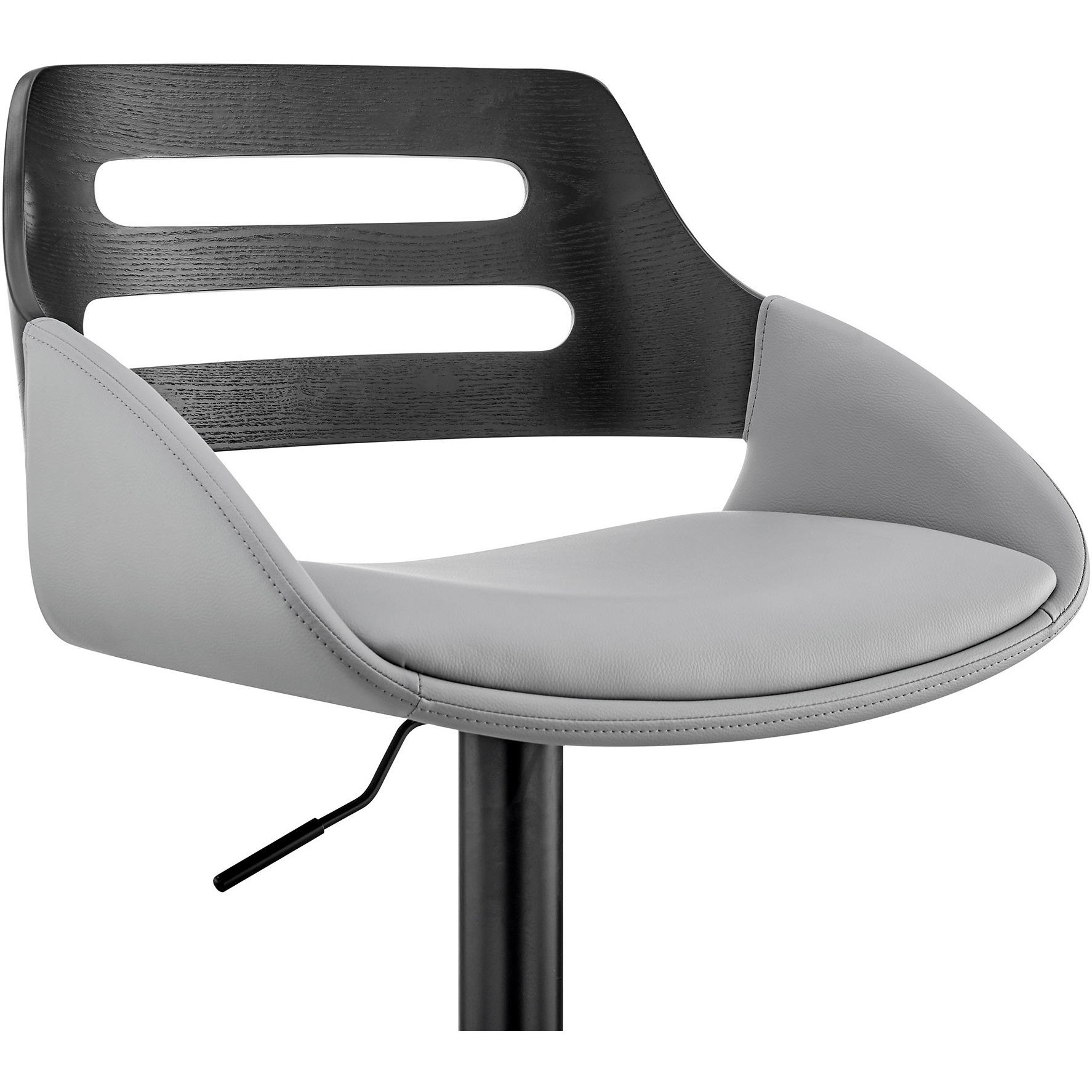 Faux Leather Adjustable Swivel Bar Stool, Black and Gray