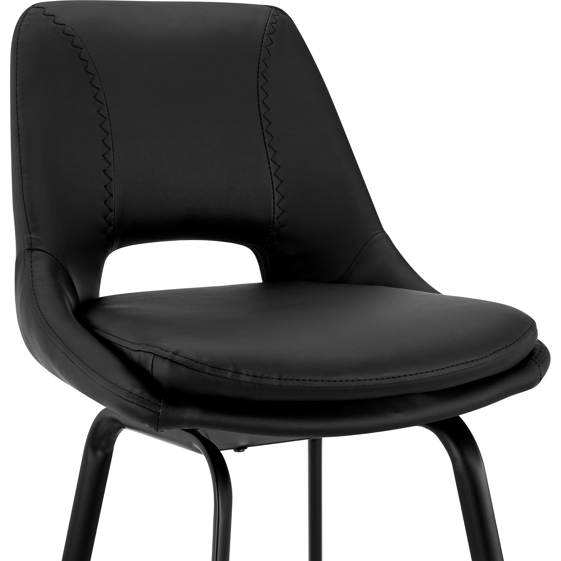 30 Inch Open Back Leatherette Swivel Bar Stool, Black