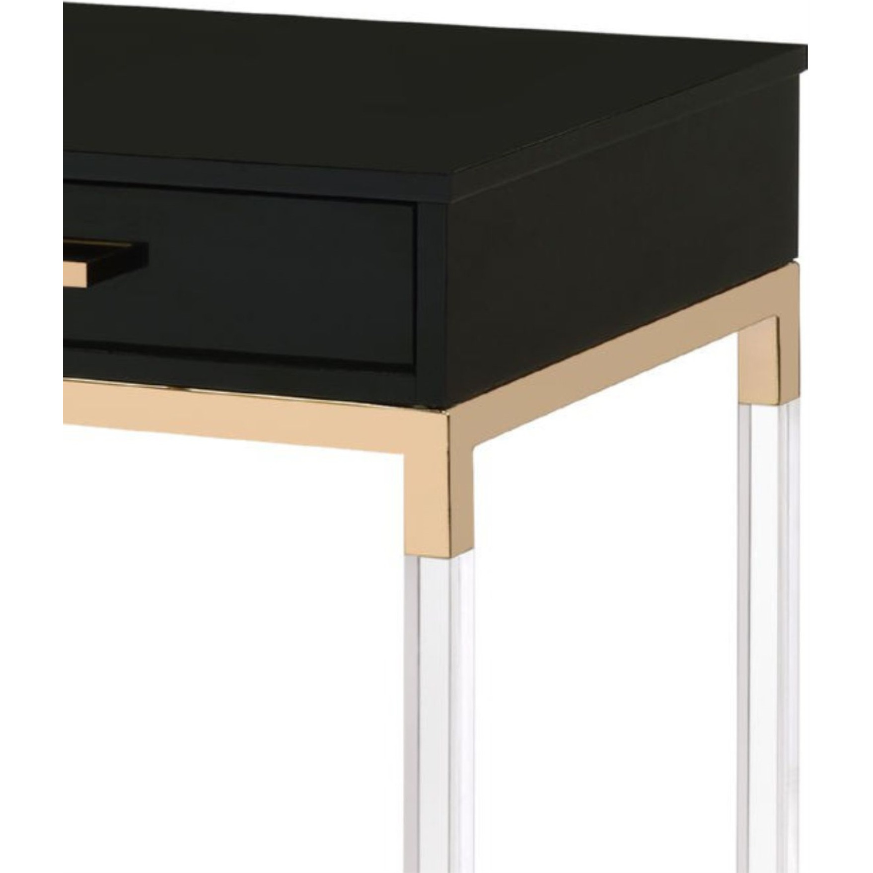 Metal Base Framed Console Table, Black and Gold