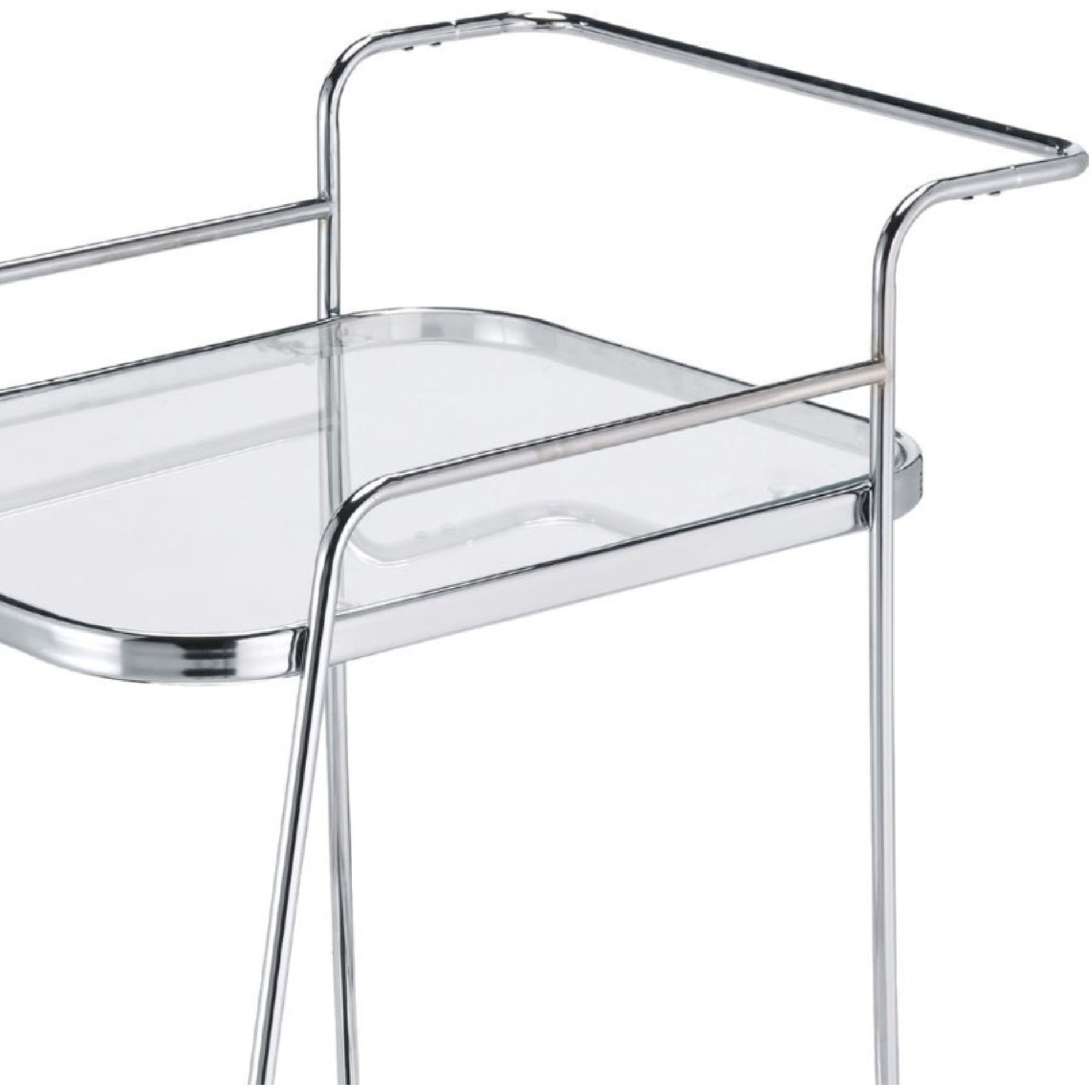 Clear Glass 2-Tier Serving Cart With Chrome Finish