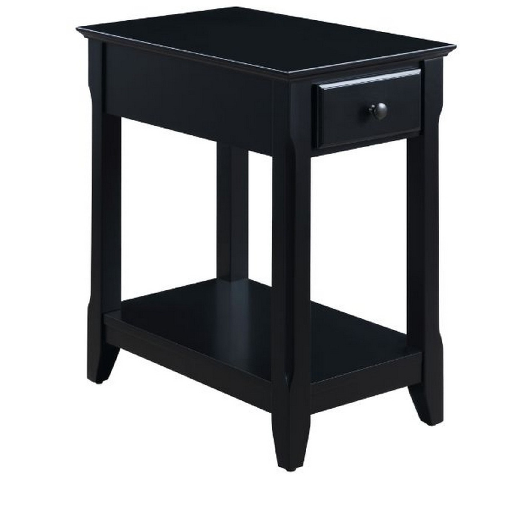 Accent Table with 1 Drawer and Bottom Shelf, Black