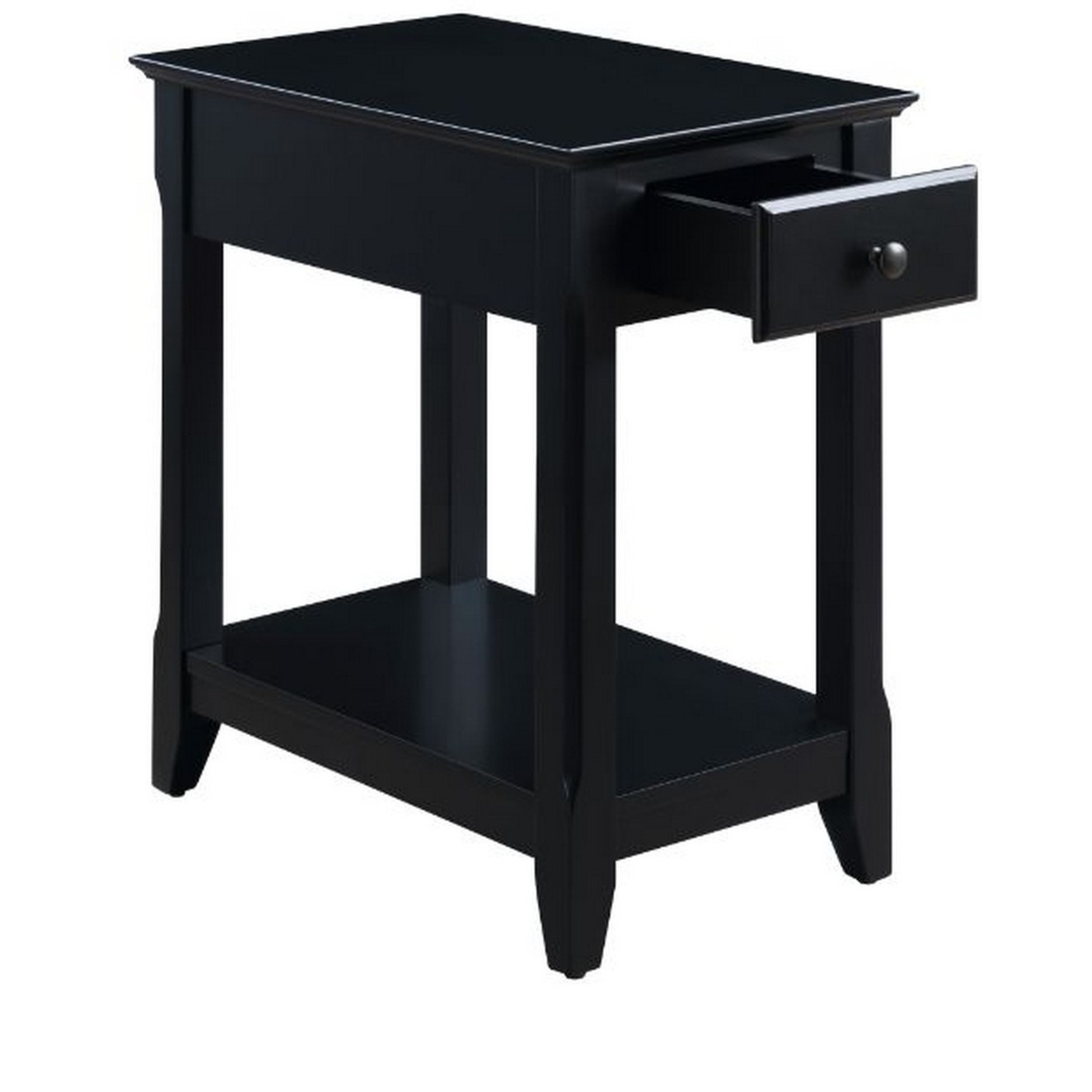 Accent Table with 1 Drawer and Bottom Shelf, Black
