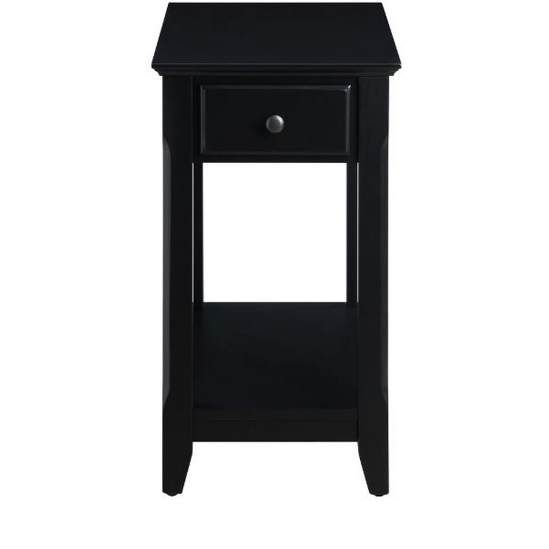 Accent Table with 1 Drawer and Bottom Shelf, Black