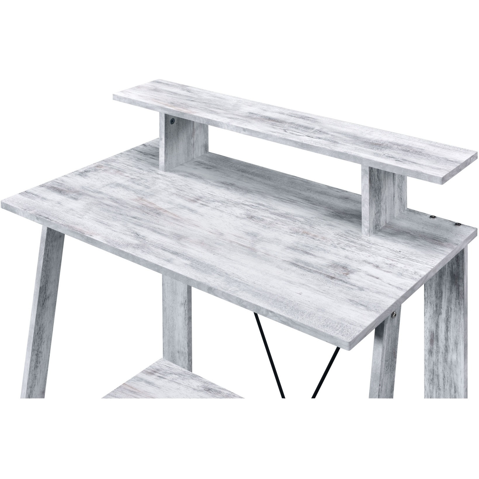 Writing Desk with V Shaped Frame, Antique White and Black