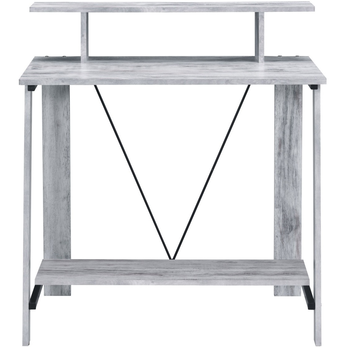 Writing Desk with V Shaped Frame, Antique White and Black
