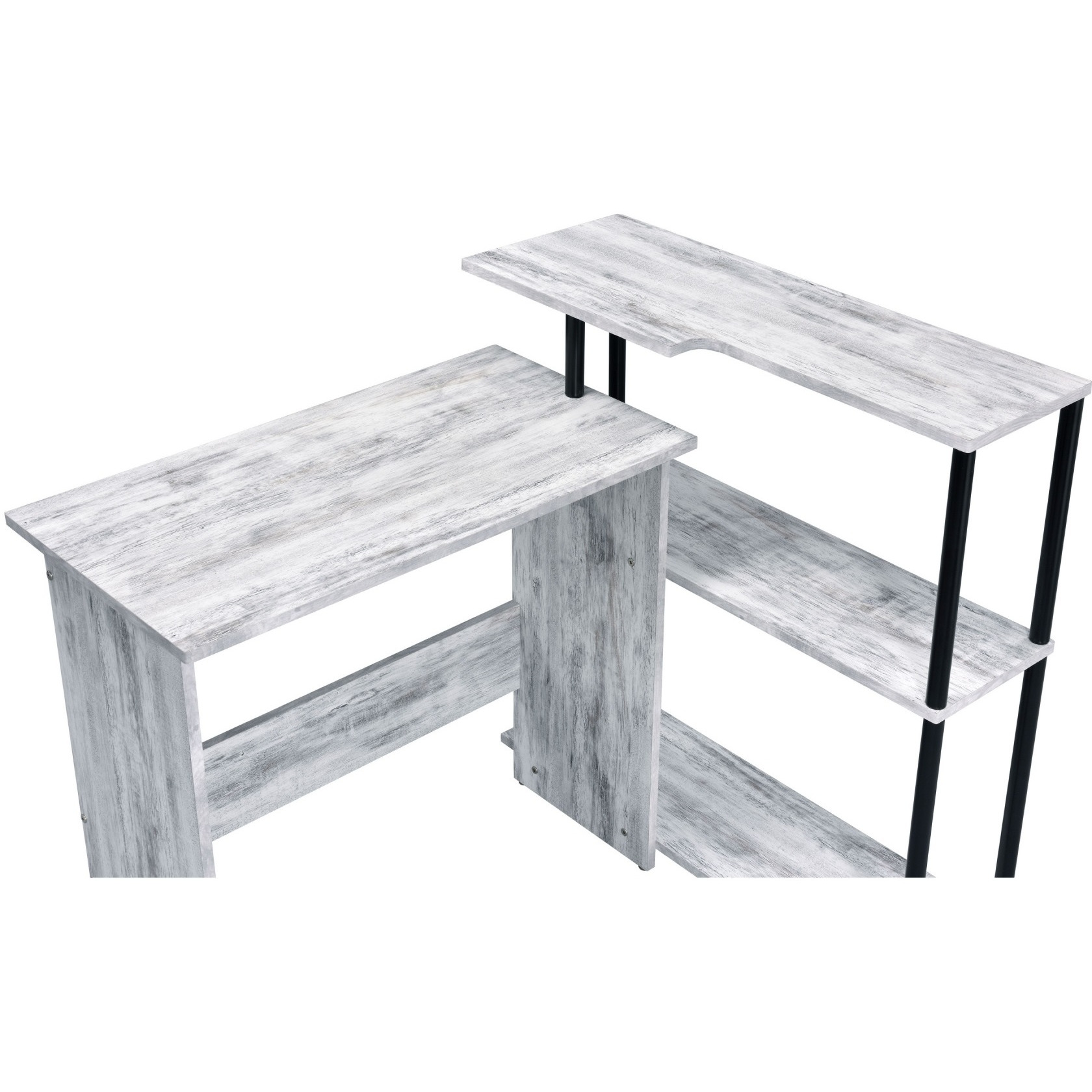 Writing Desk with Elegant Wood Design, Antique White and Black