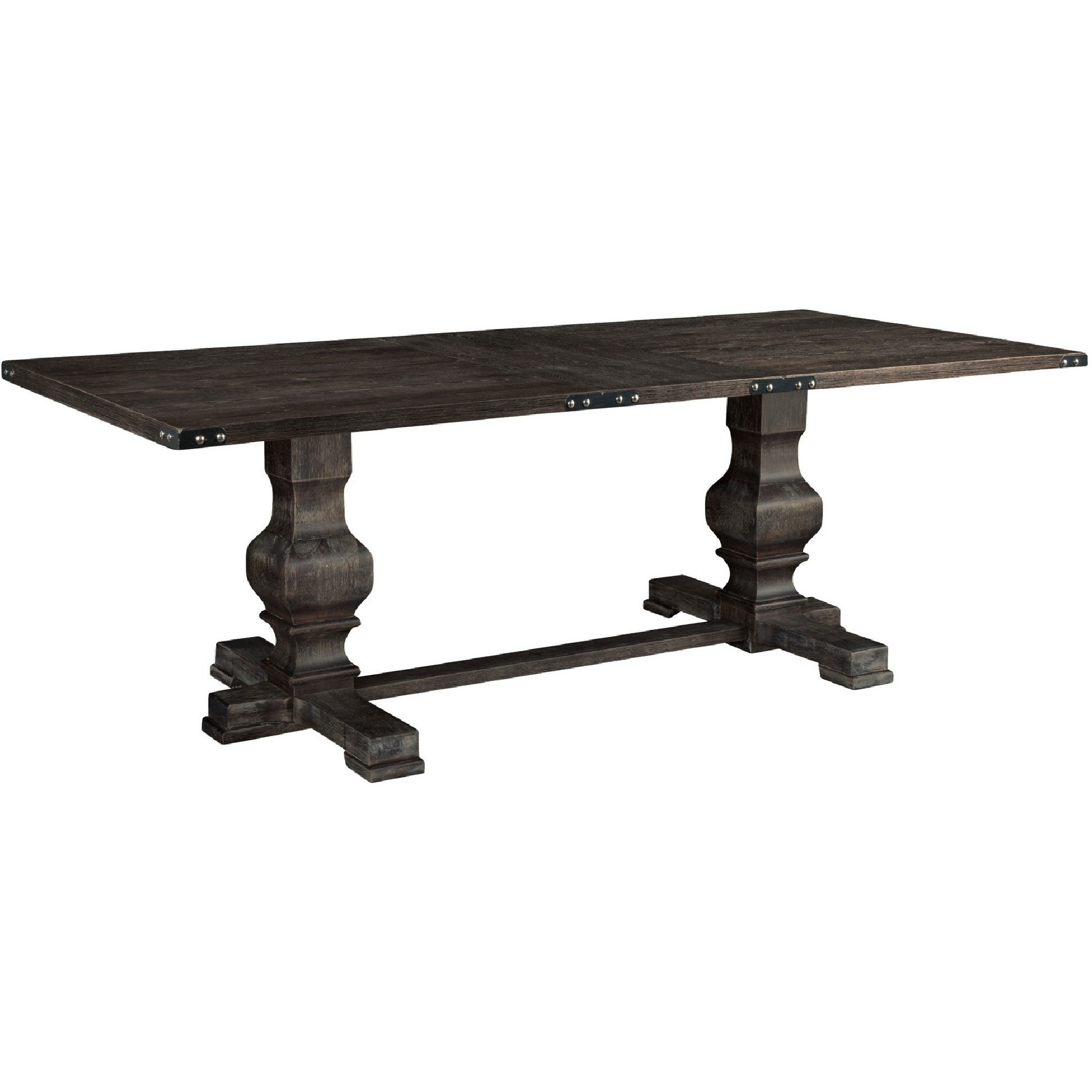 Tyler 88 Inch Classic Rectangular Dining Table, Rubberwood, Charcoal Gray
