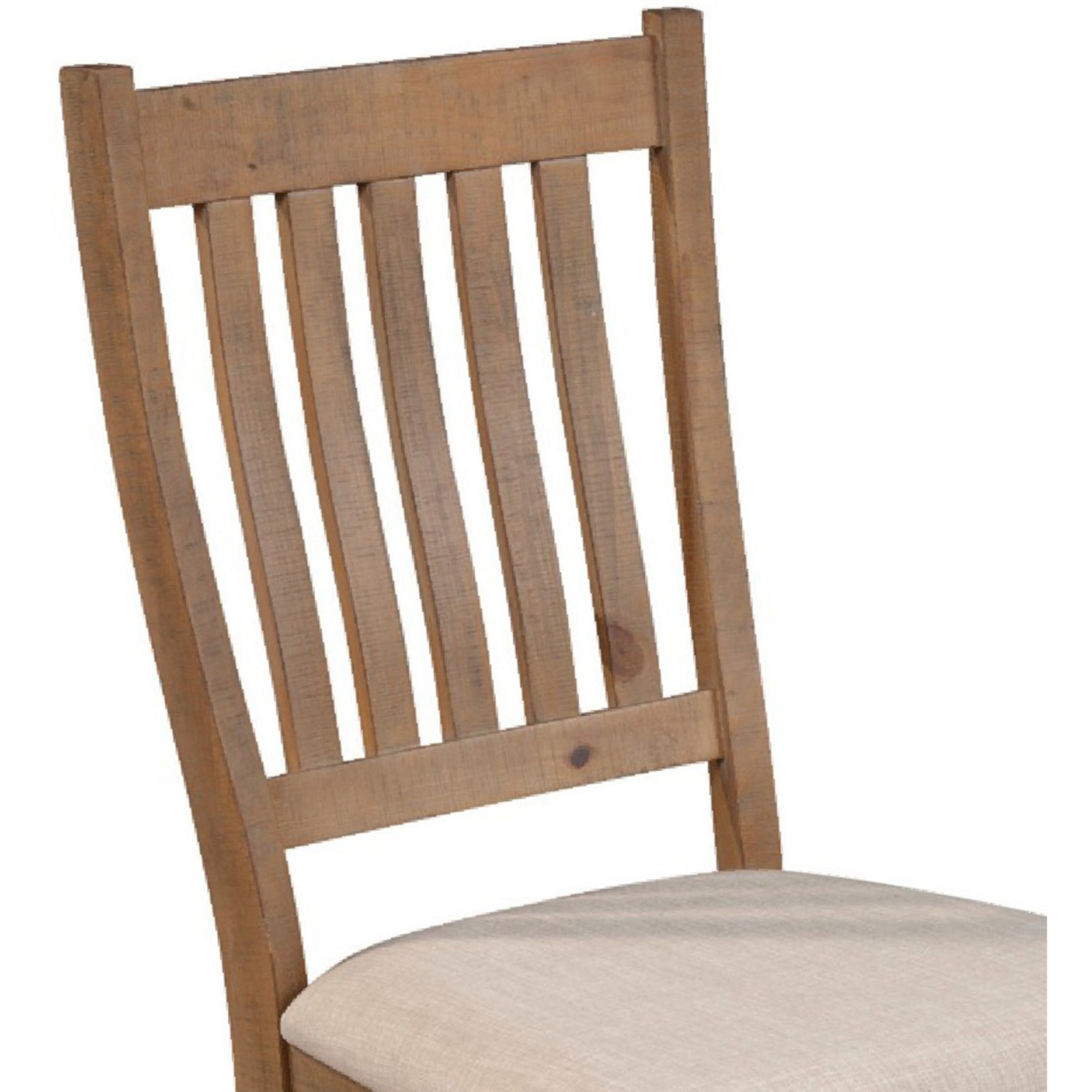 Tess 24 Inch Set of 2 Dining Side Chair, Slatted Back, Beige Cushion, Brown