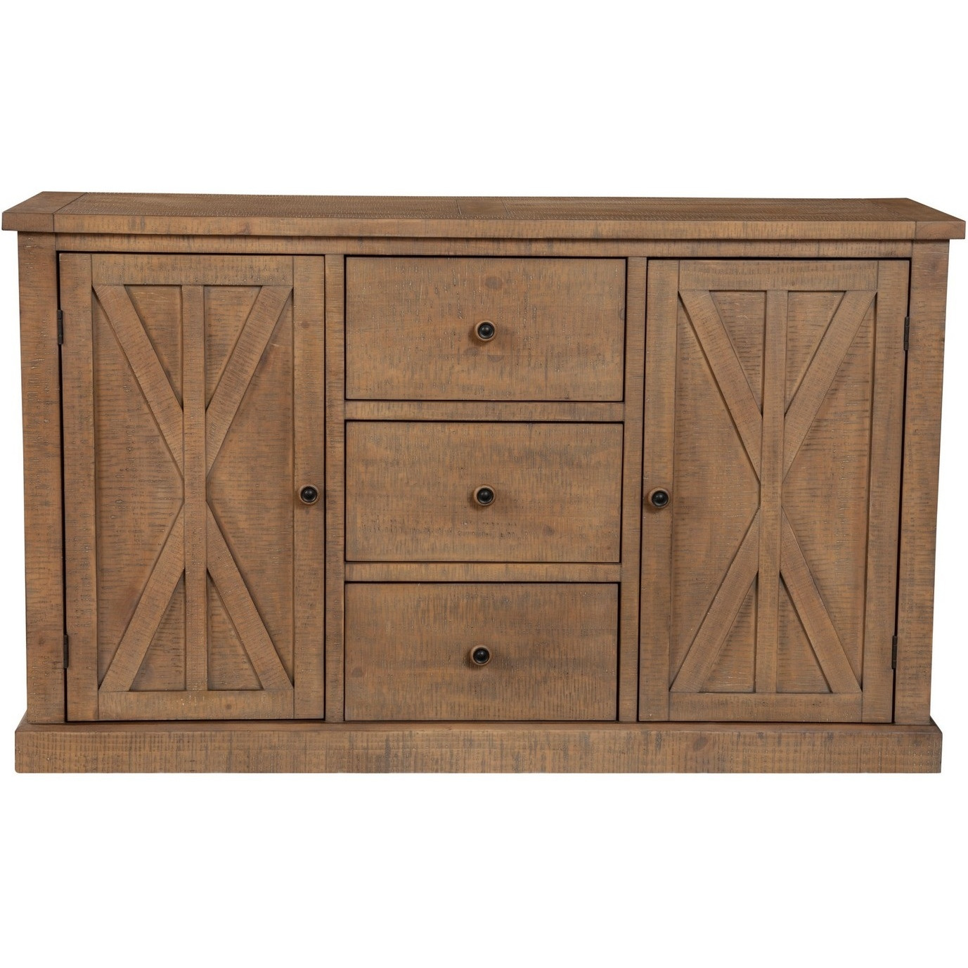Tess 60 Inch Sideboard Buffet Cabinet Console, 3 Drawers, 2 Doors, Brown