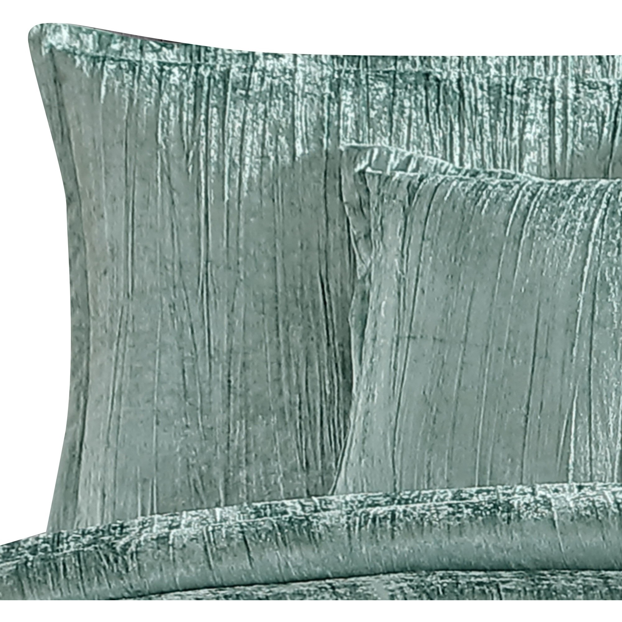 Jay 7 Piece Queen Comforter Set, Green Polyester Velvet Deluxe Texture