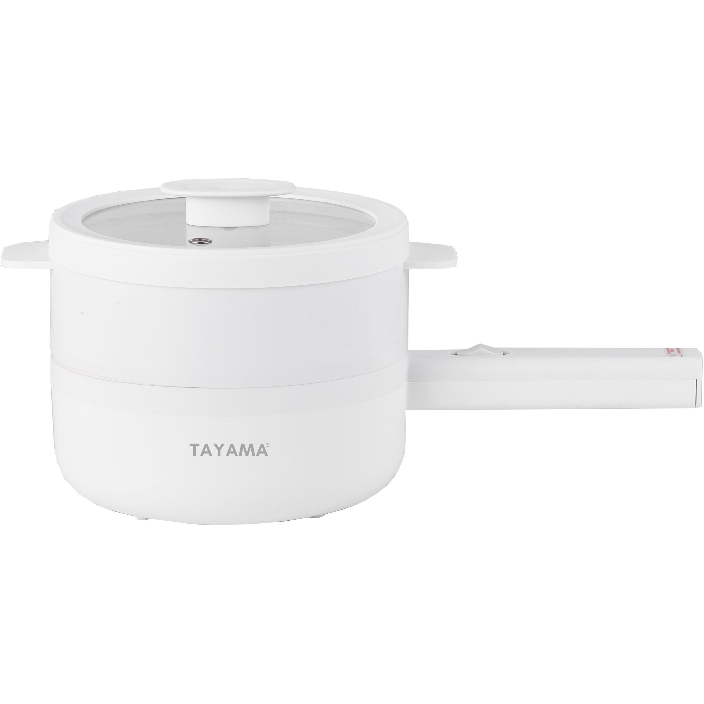 Tayama 1.5 Qt. White Electric Multi-Cooker Cooking Pot with Food Steamer