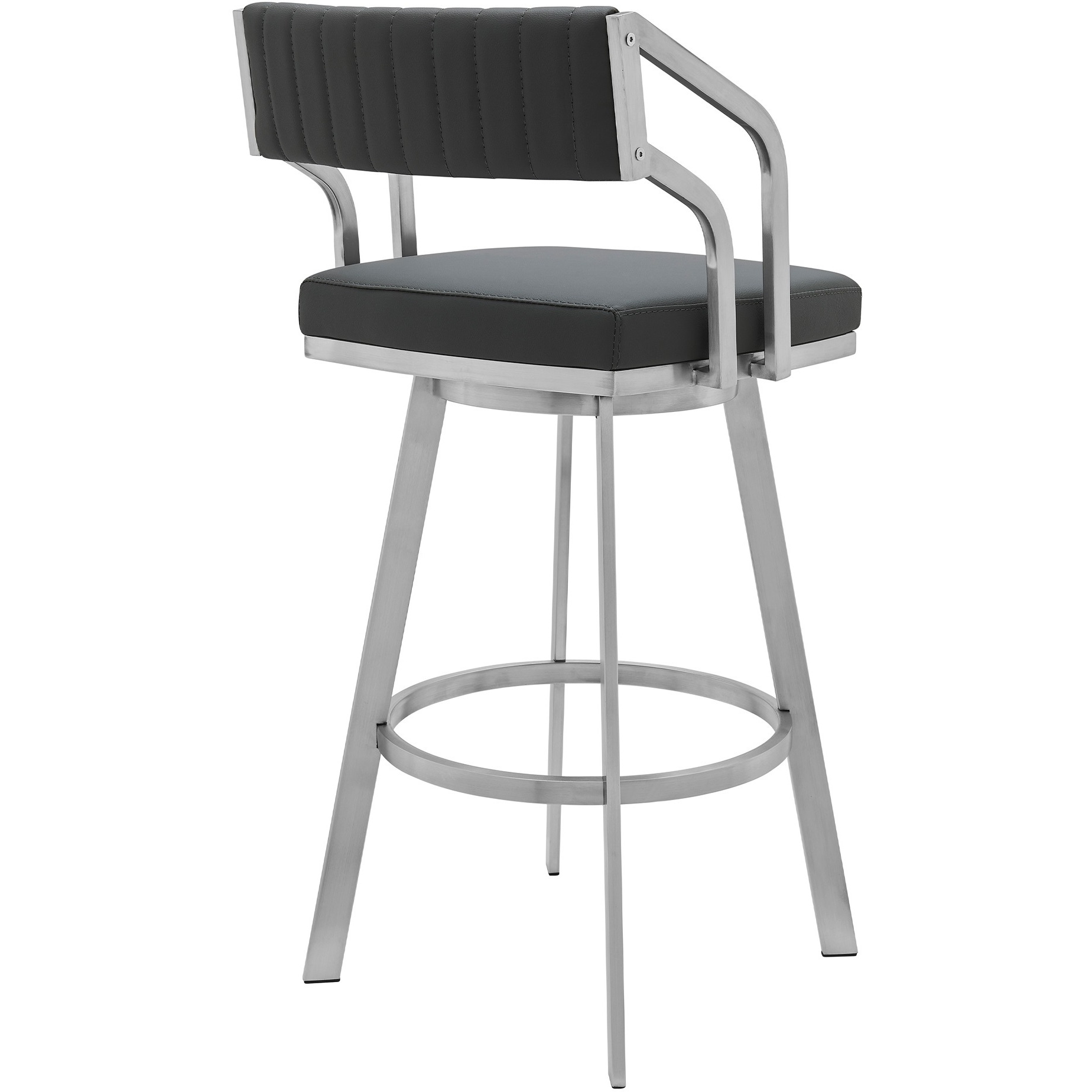 Capri 30" Swivel Modern Metal and Slate Gray Faux Leather Bar and Counter Stool