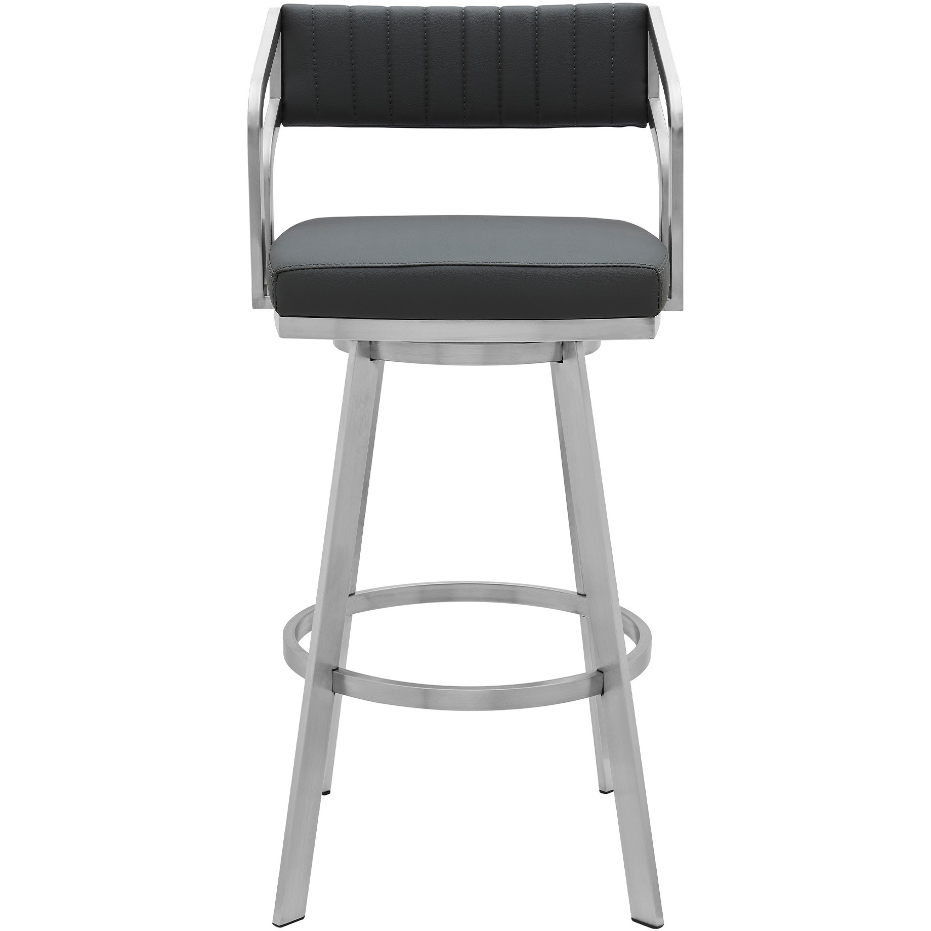 Capri 30" Swivel Modern Metal and Slate Gray Faux Leather Bar and Counter Stool