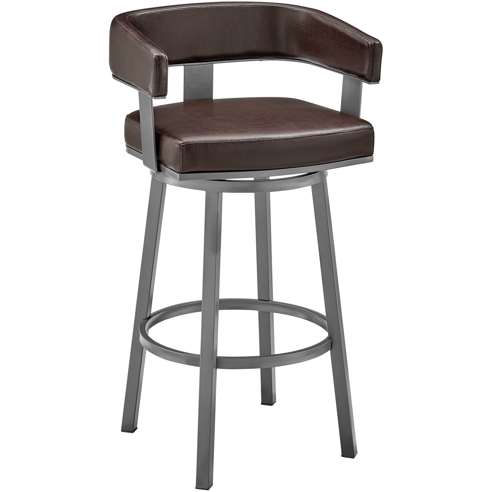 Lorin 30" Bar Height Swivel Bar Stool in Java Brown Finish and Chocolate Faux Leather