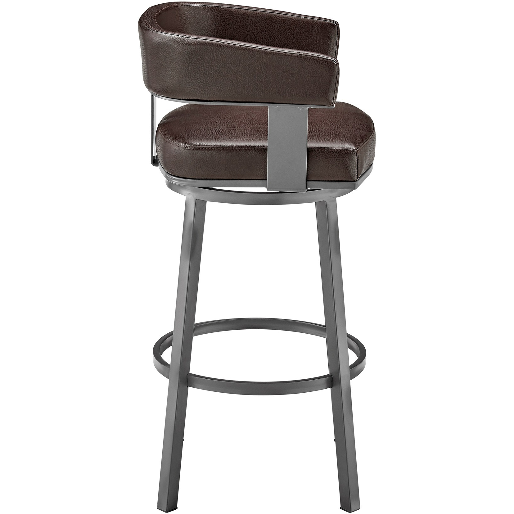 Lorin 30" Bar Height Swivel Bar Stool in Java Brown Finish and Chocolate Faux Leather