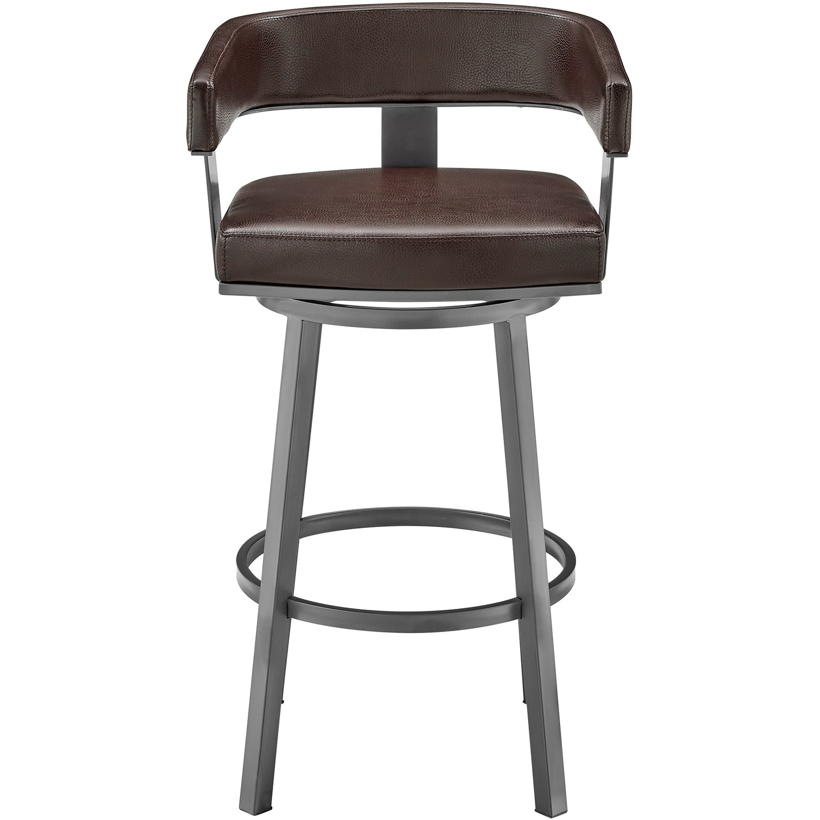 Lorin 30" Bar Height Swivel Bar Stool in Java Brown Finish and Chocolate Faux Leather