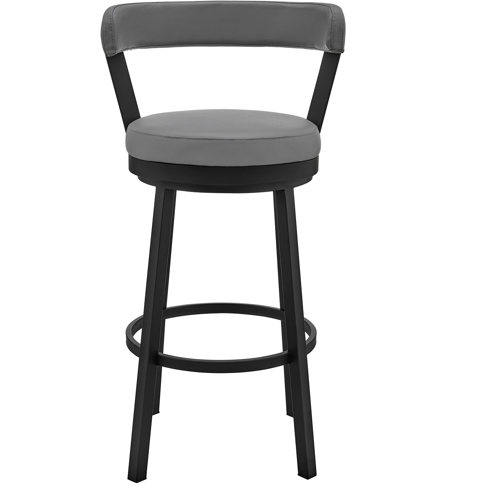 Bryant 30" Bar Height Swivel Bar Stool in Black Finish and Gray Faux Leather
