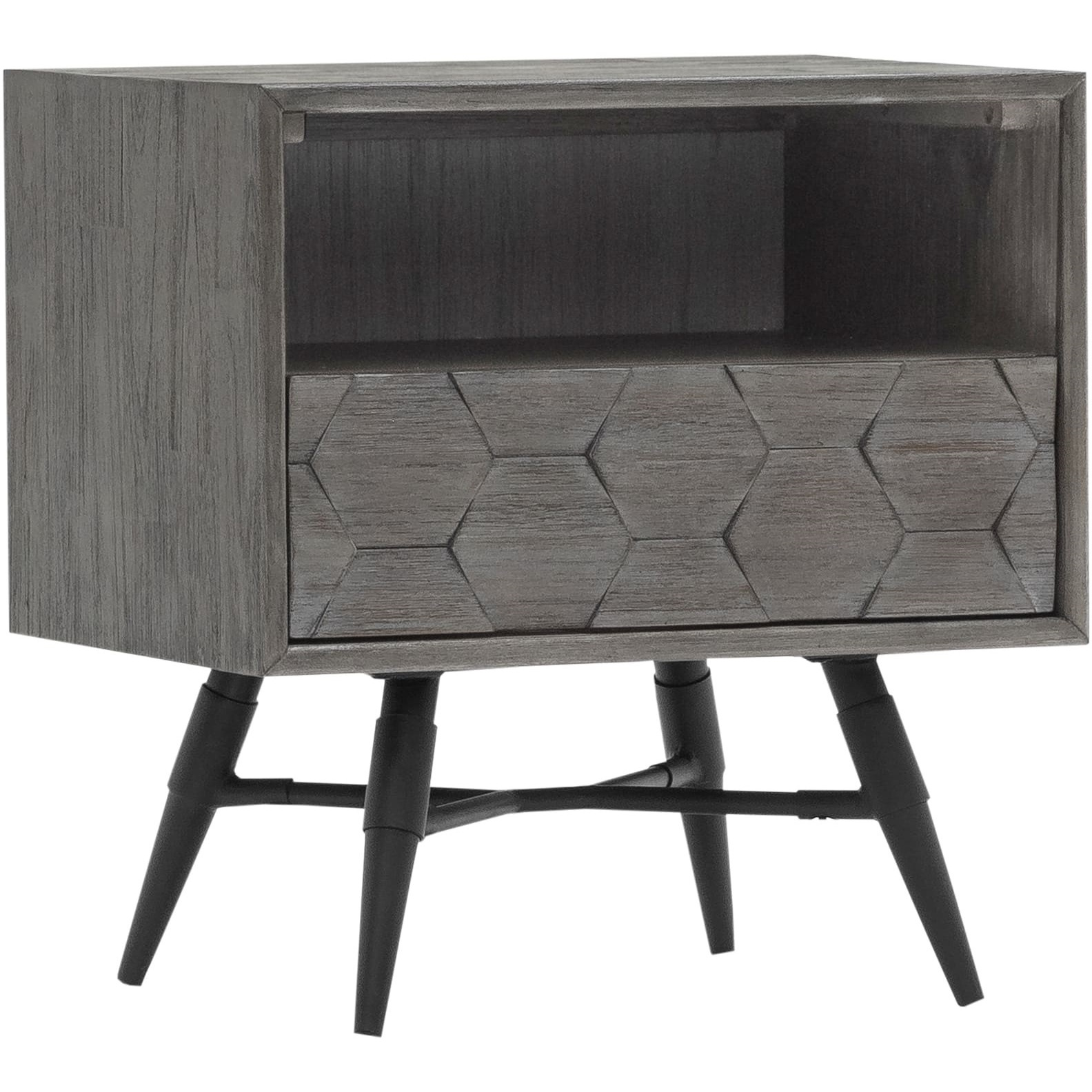 Makena 1 Drawer Night Stand in Grey Acacia Wood