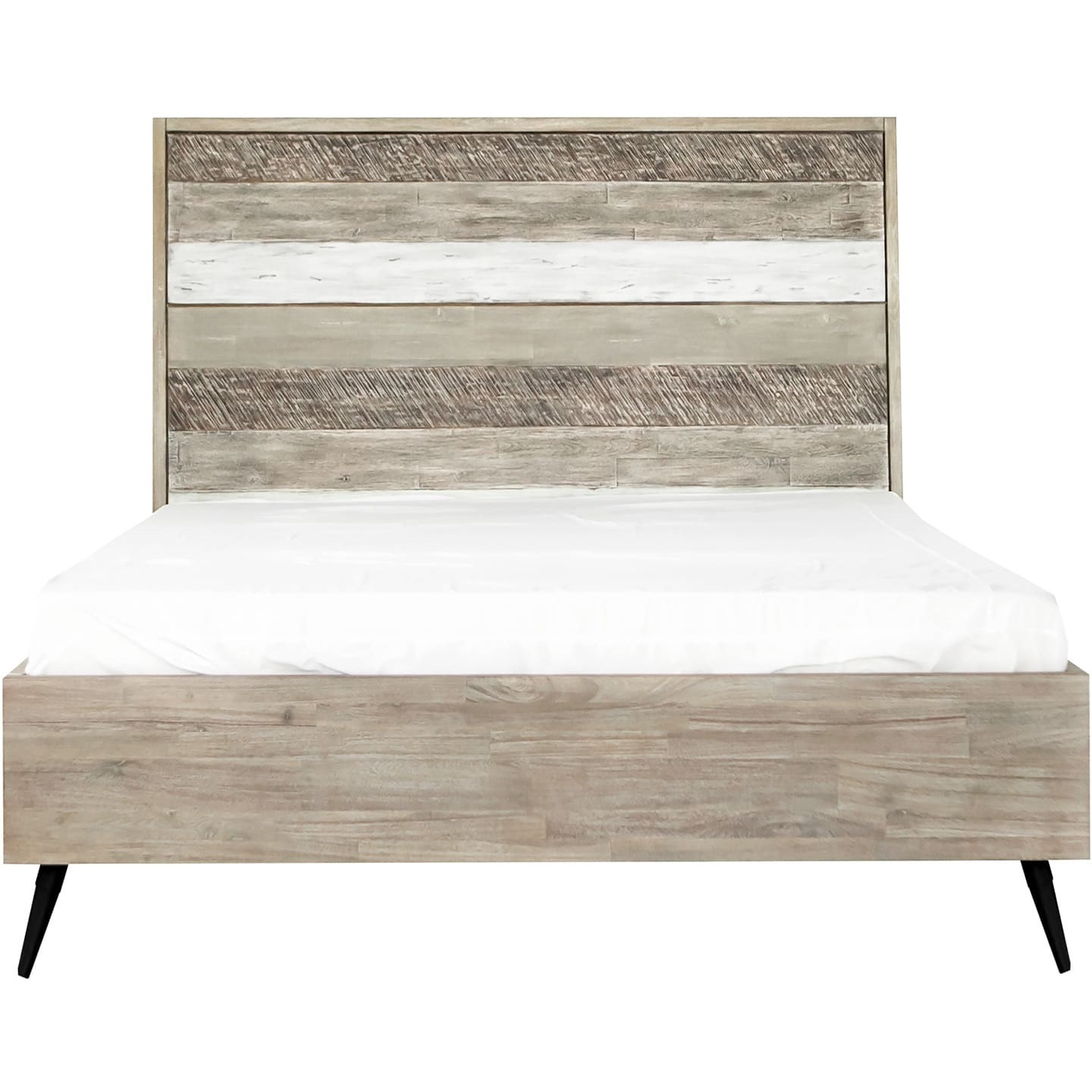 Bridges Queen Platform Bed in Two Tone Acacia Wood