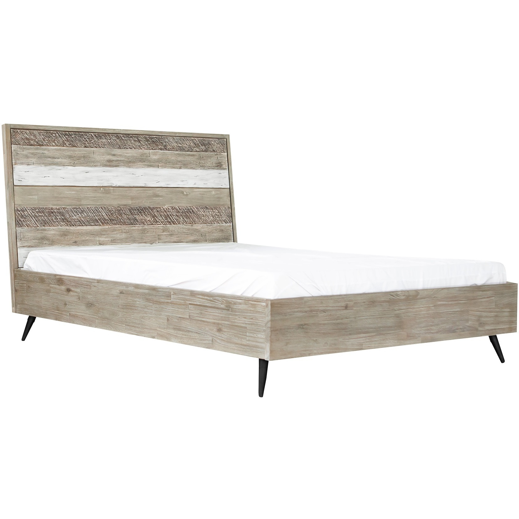 Bridges Queen Platform Bed in Two Tone Acacia Wood