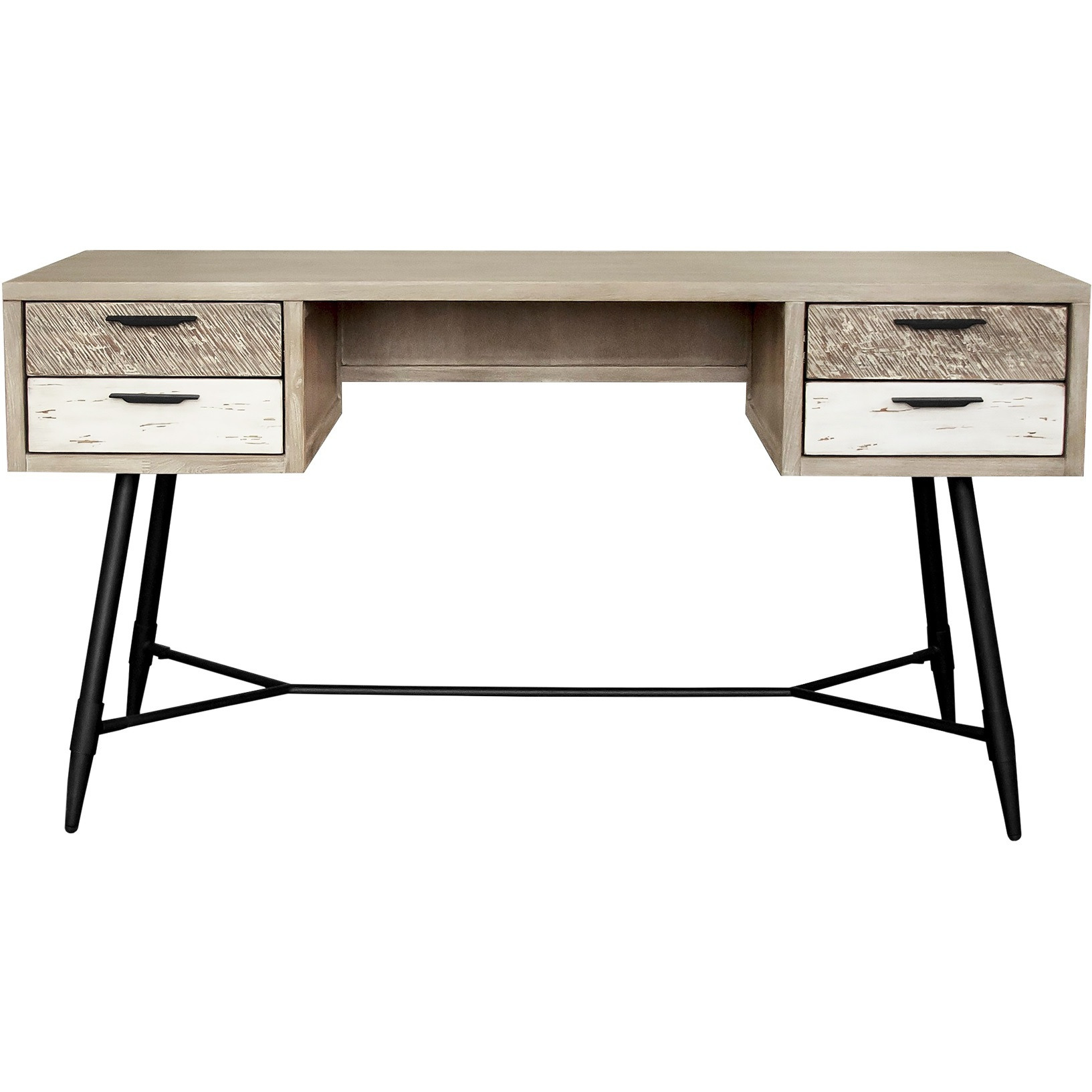 Bridges 4 Drawer Desk in Two Tone Acacia Wood