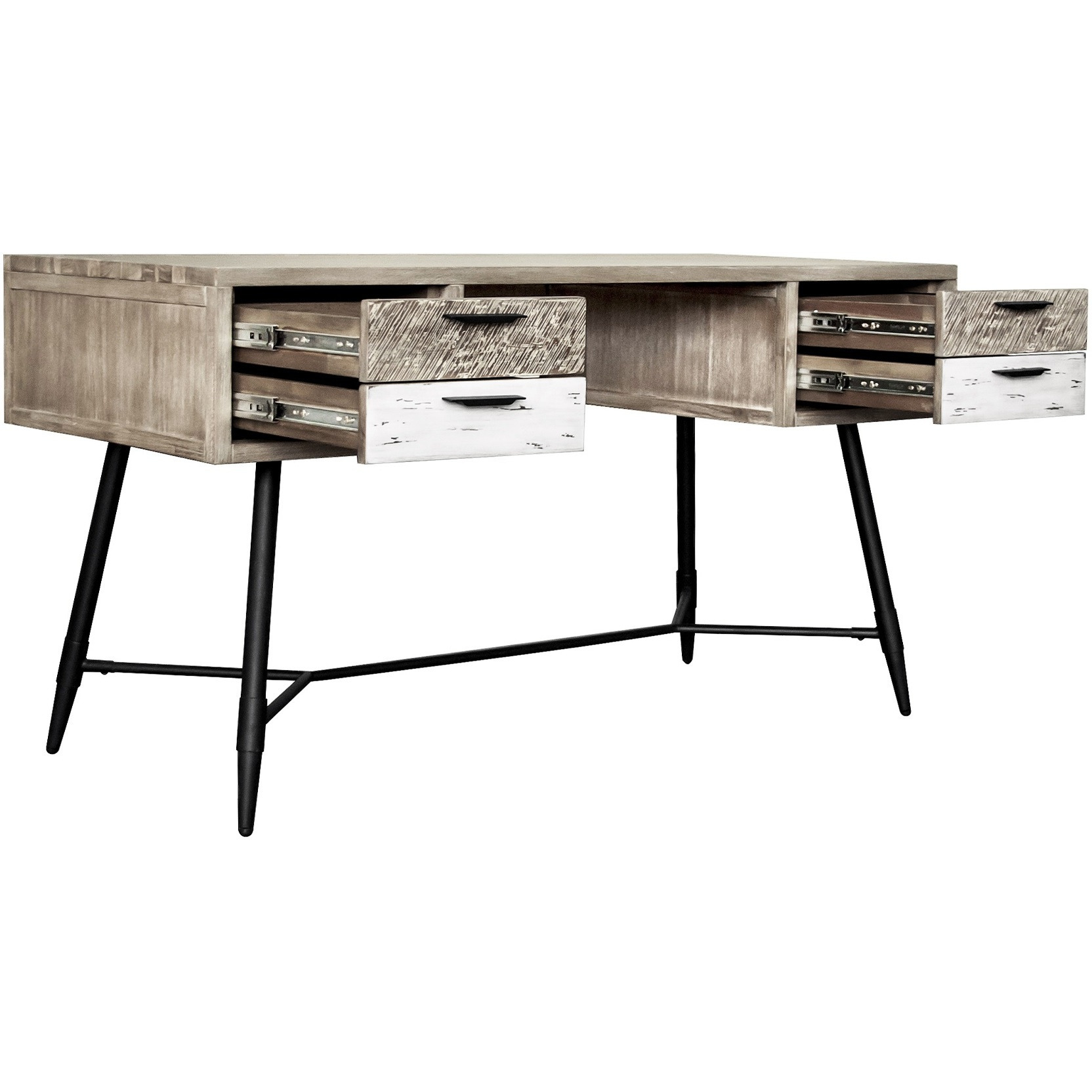 Bridges 4 Drawer Desk in Two Tone Acacia Wood
