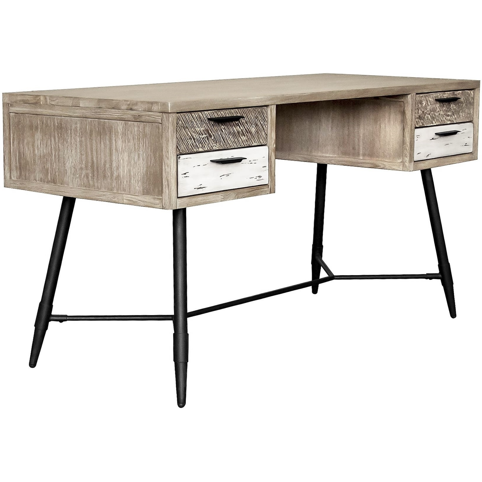 Bridges 4 Drawer Desk in Two Tone Acacia Wood