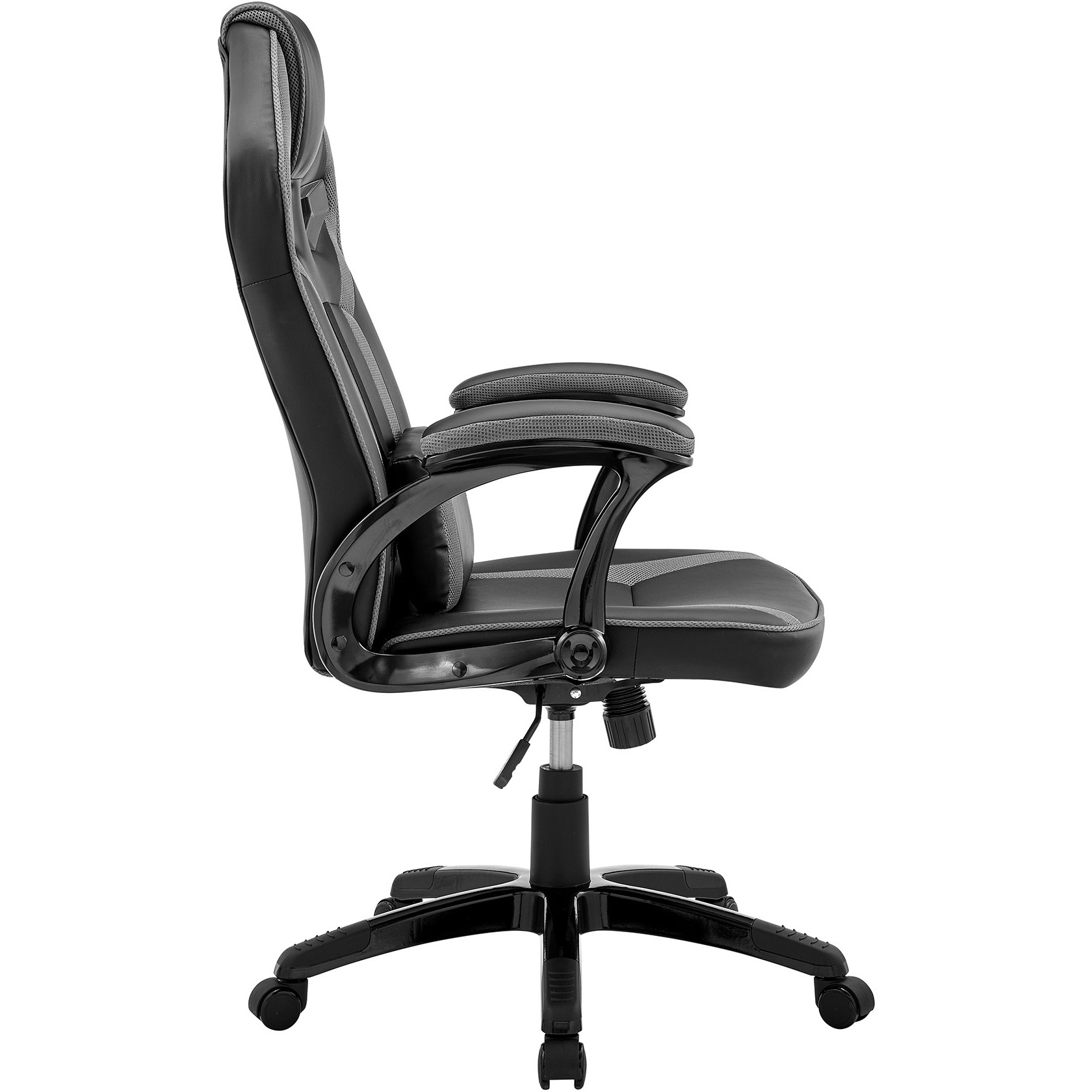 Aspect Adjustable Racing Gaming Chair in Black Faux Leather and Dark Grey Mesh with Lumbar Support Pillow