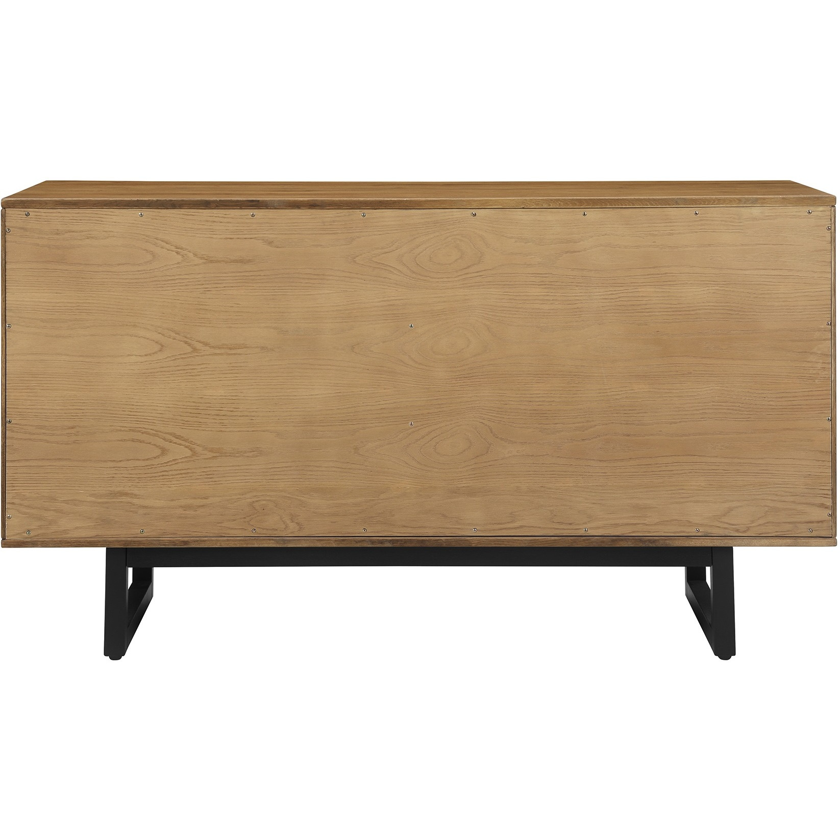 Aldo 4 Drawer Dresser in Brown Oak Wood with Black Metal Legs