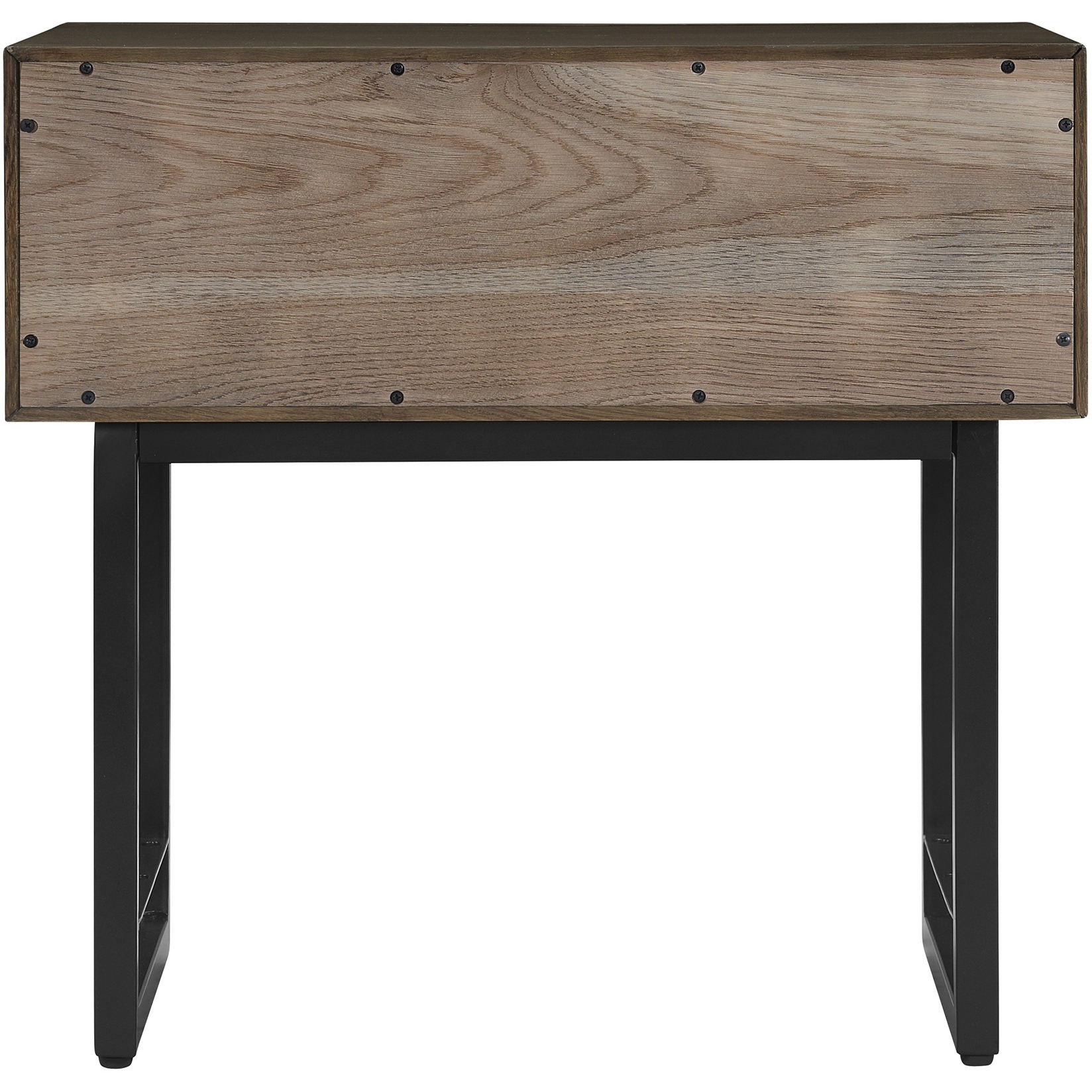 Marquis 1 Drawer Oak Wood Nighstand with Black Metal Legs