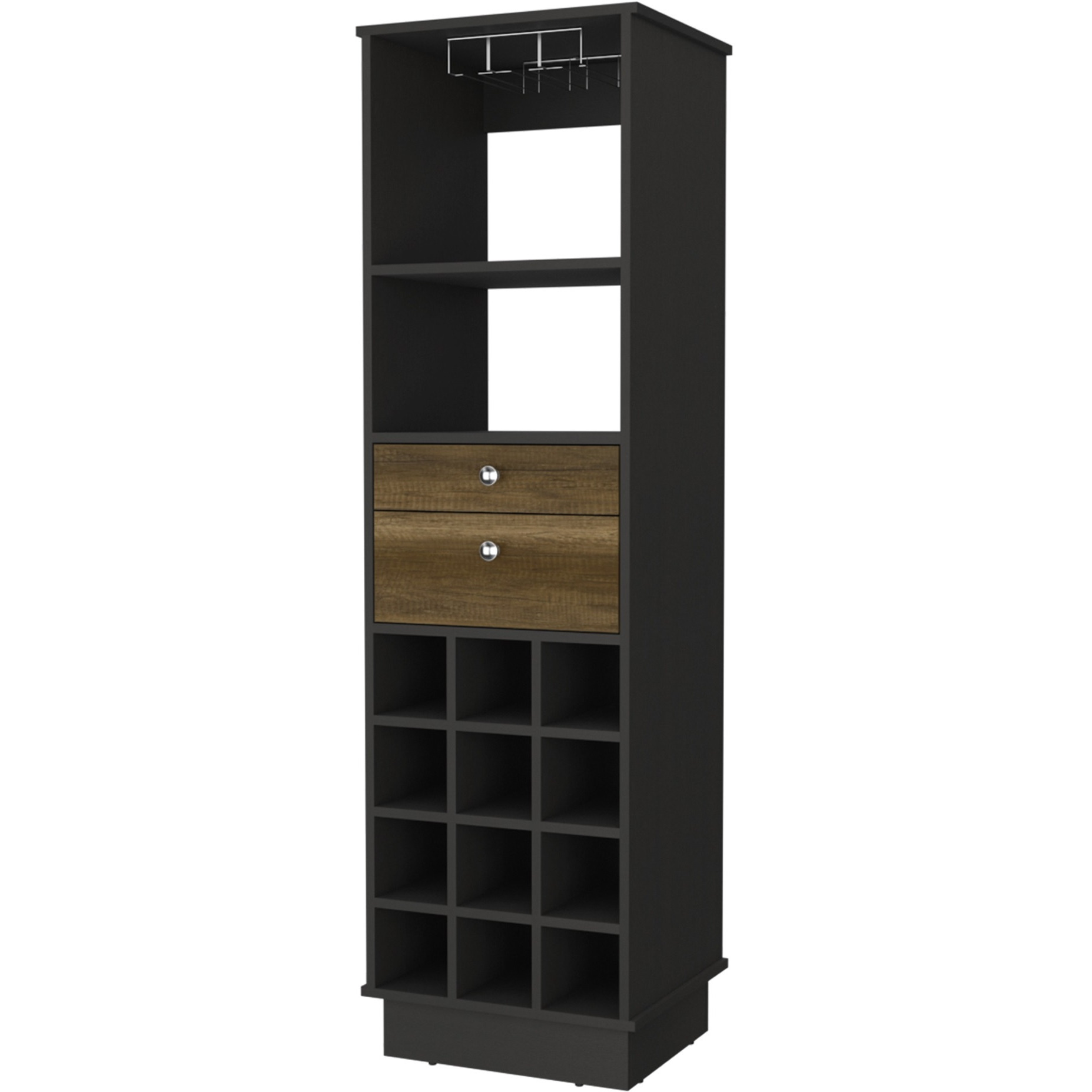 Classic Bar Cabinet, Two Drawers, Twelve Wine Cubbies