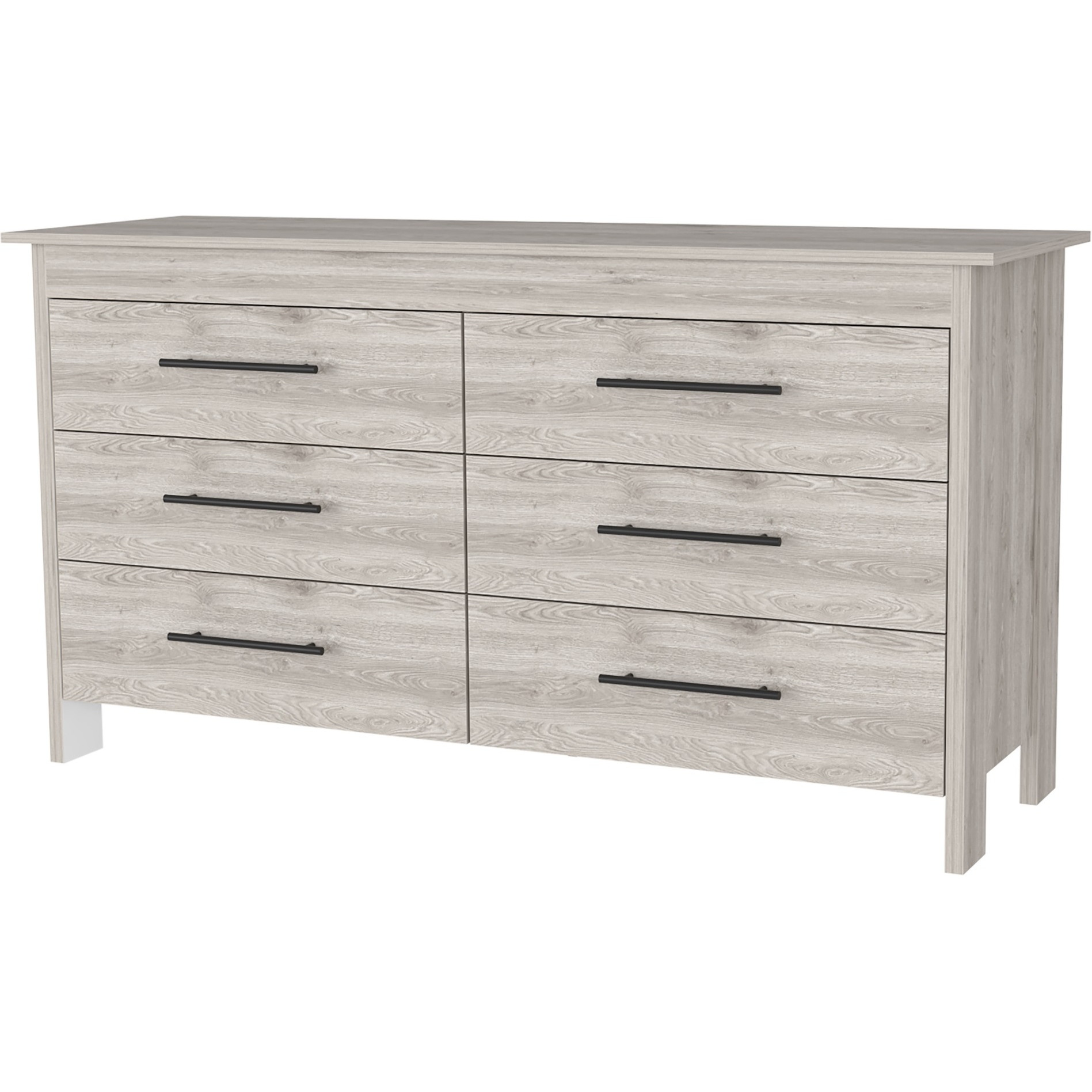 Hms 6 Drawer Double Dresser, Four Legs, Superior Top, Six Drawers