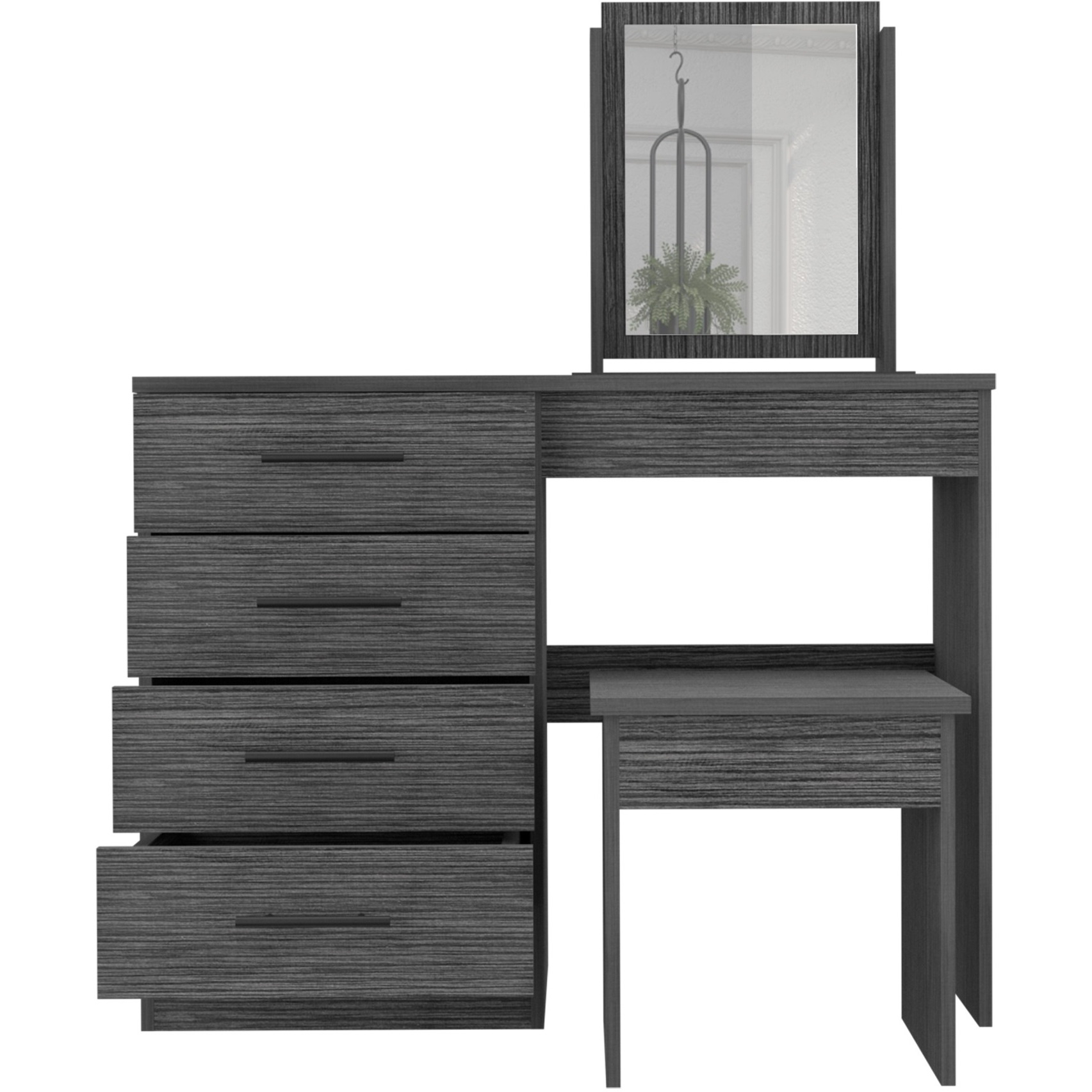 Kaia Makeup Dressing Table, Four Drawers, One Mirror, Stool