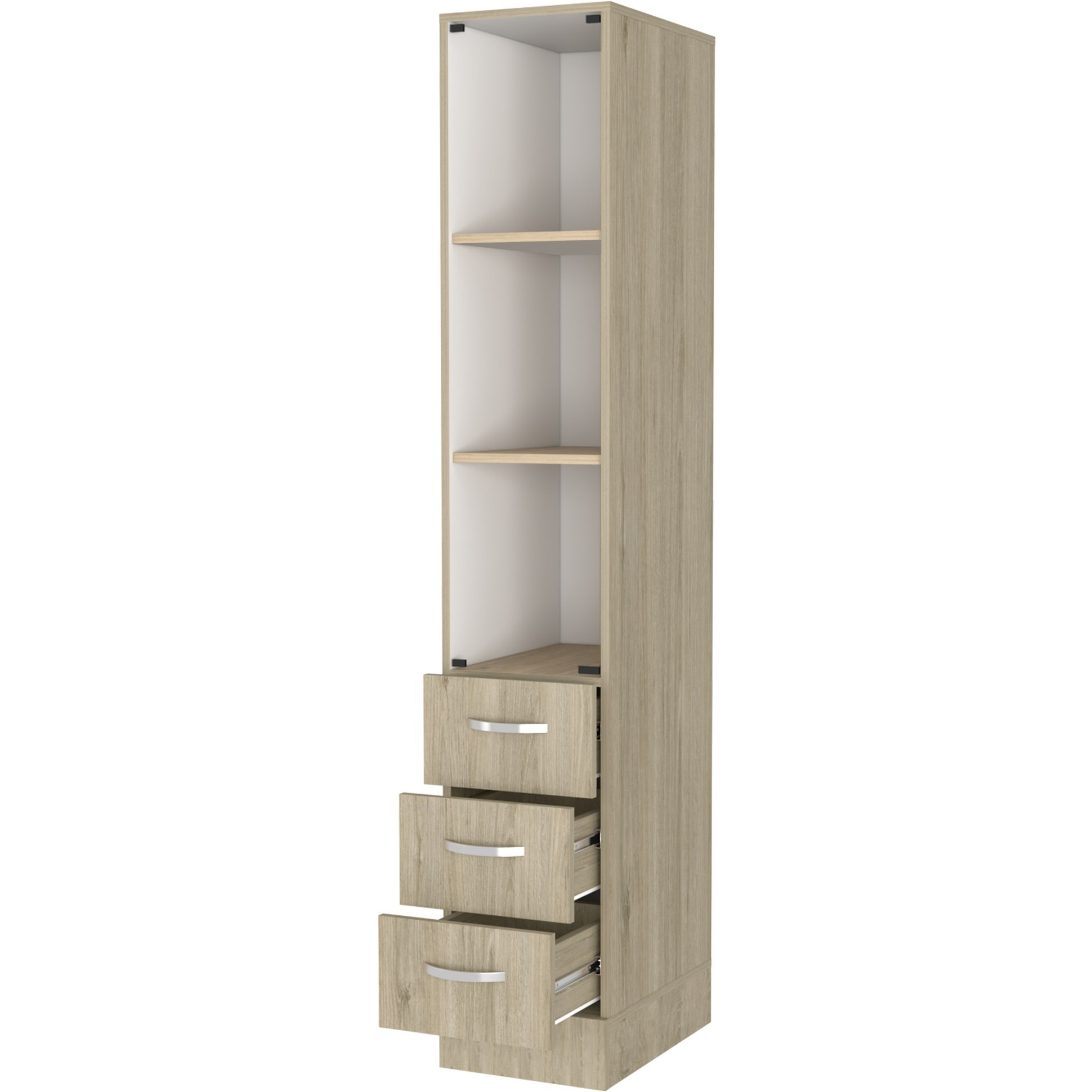 Vanguard Linen Cabinet, Three Shelves, Four Drawers