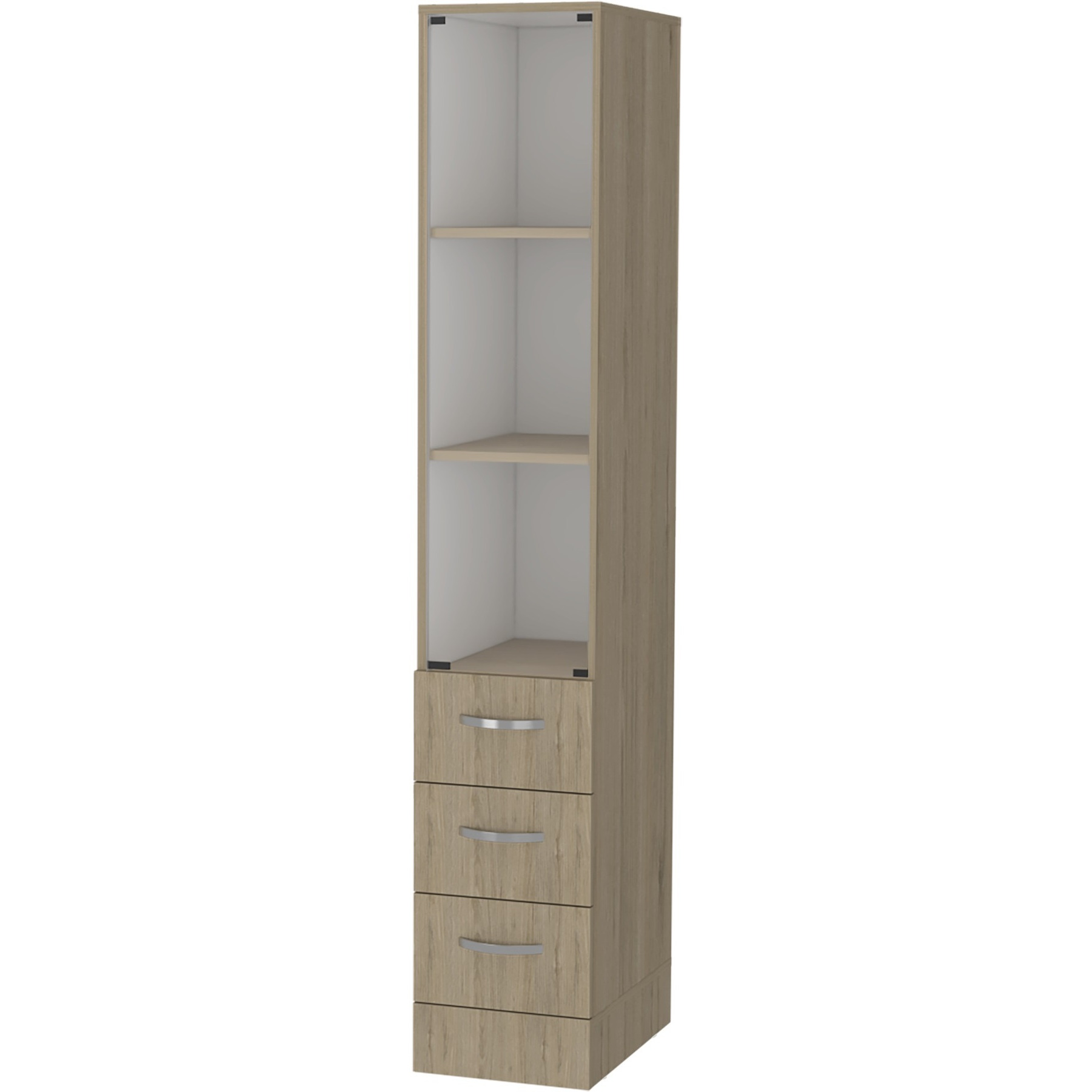 Vanguard Linen Cabinet, Three Shelves, Four Drawers