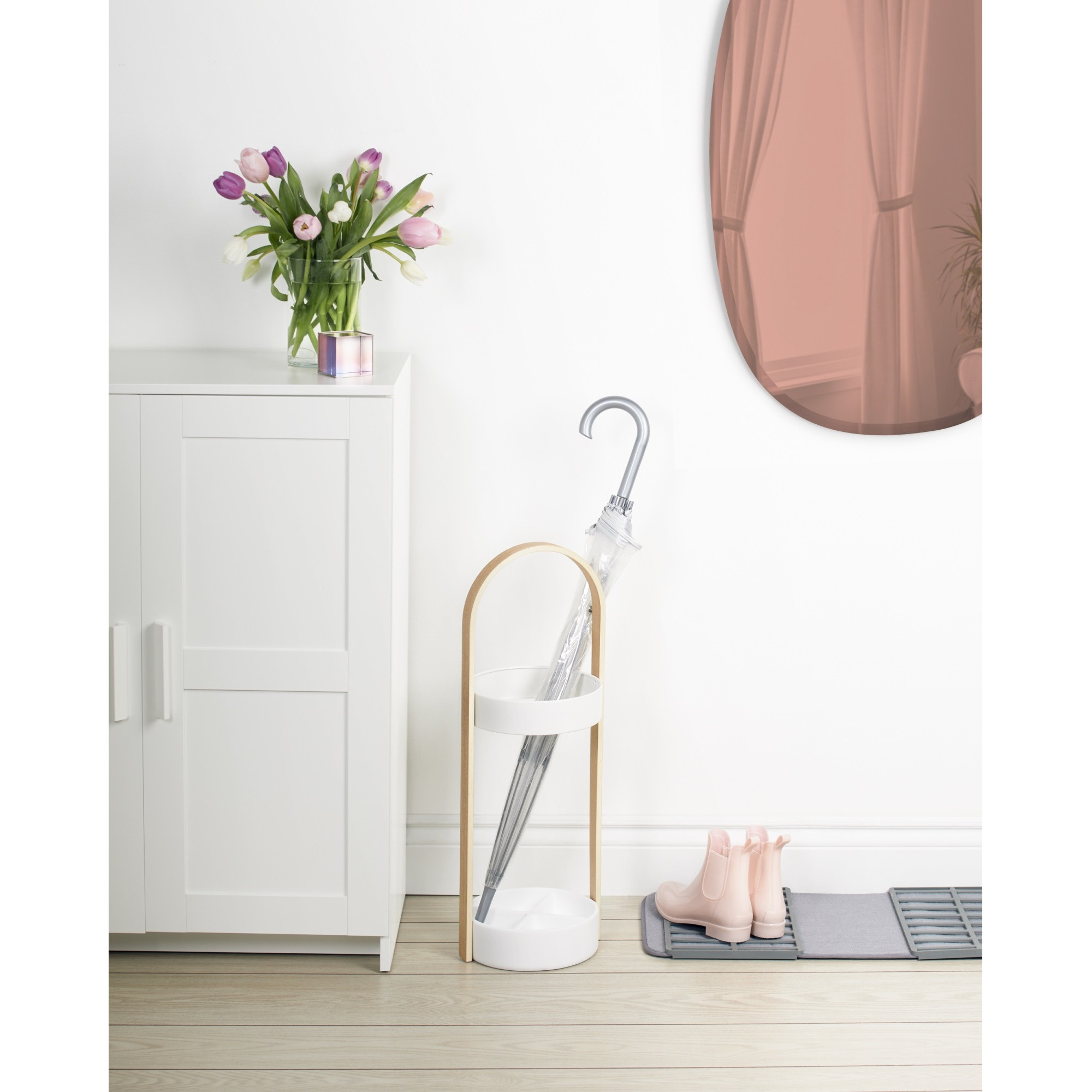 BELLWOOD UMBRELLA STAND WHT/NAT