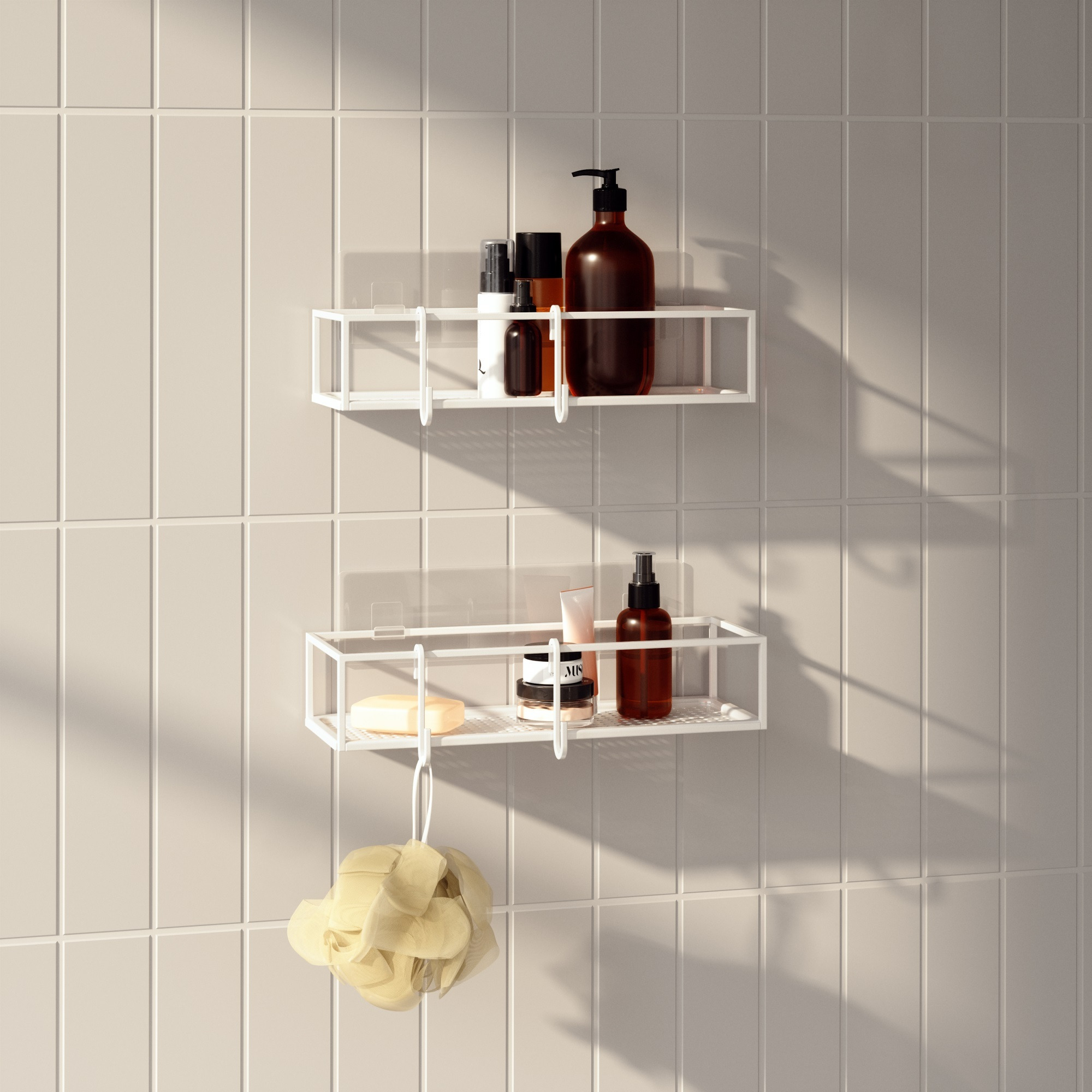 CUBIKO  SHOWER  BIN SET 2 WHITE