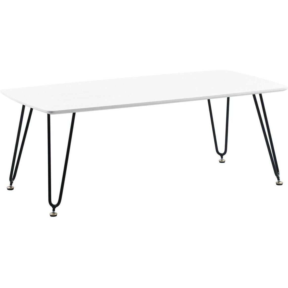 LeisureMod Elmwood Modern Wood Top Coffee Table With Iron Base