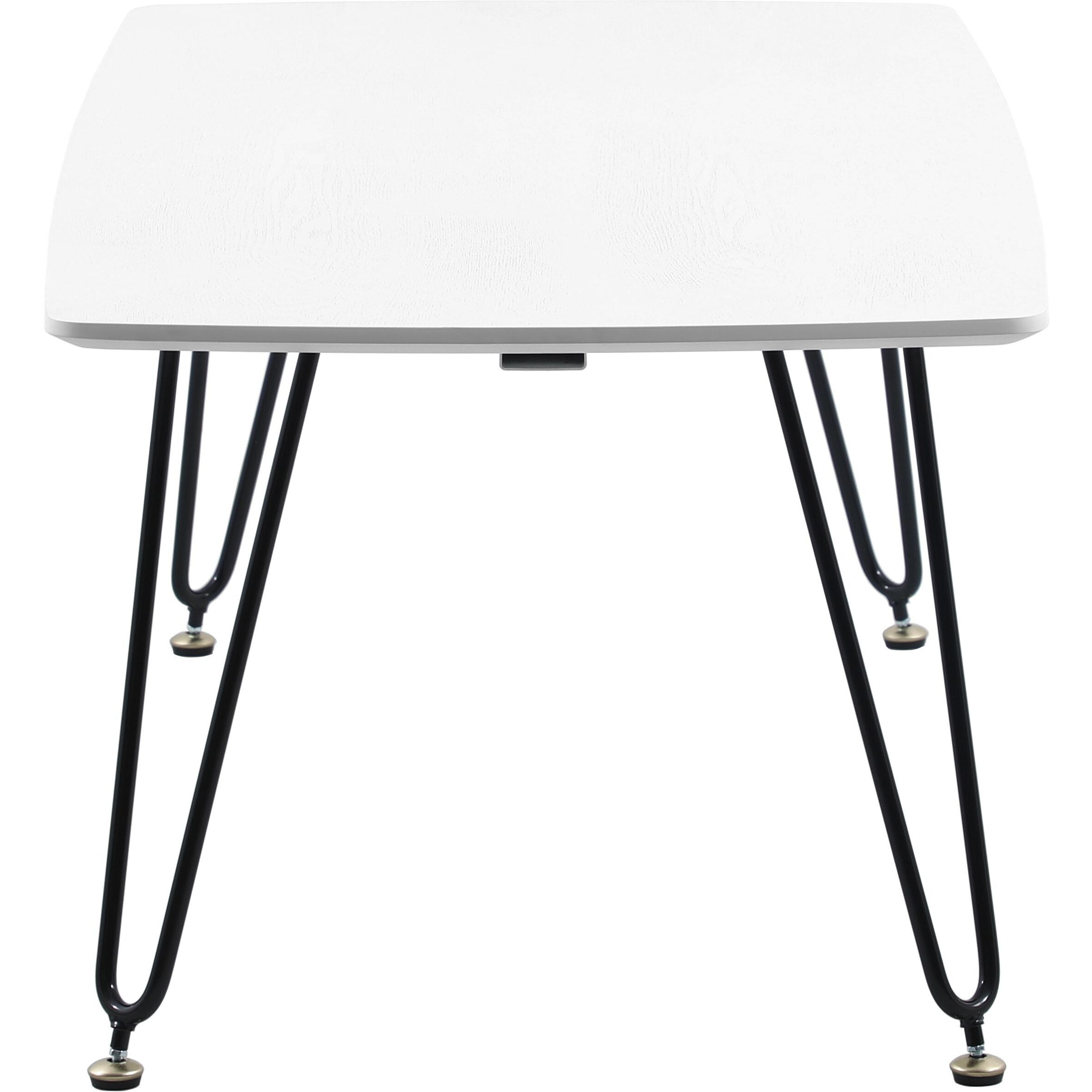 LeisureMod Elmwood Modern Wood Top Coffee Table With Iron Base