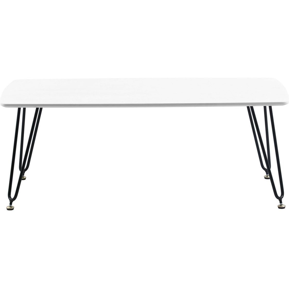 LeisureMod Elmwood Modern Wood Top Coffee Table With Iron Base