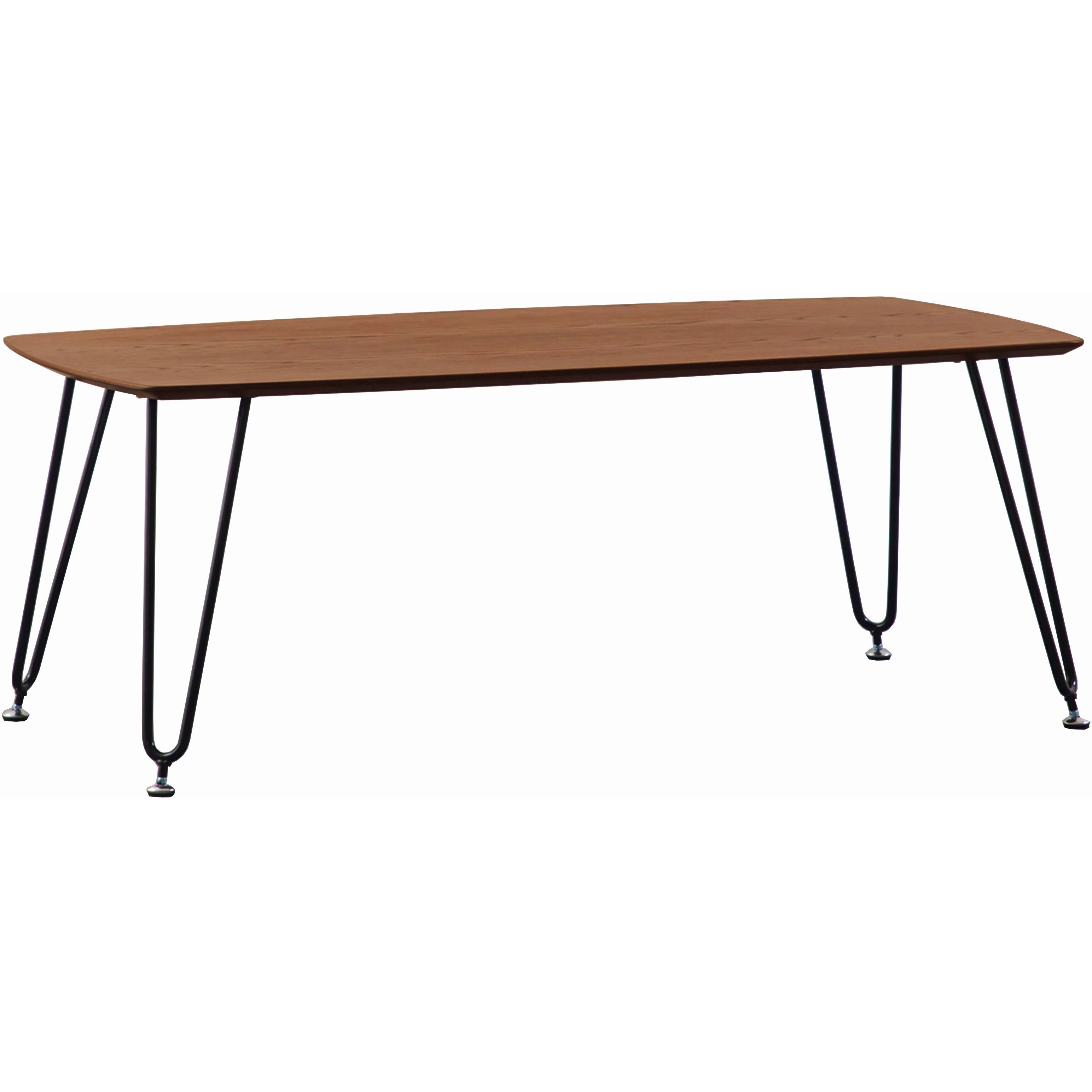 LeisureMod Elmwood Modern Wood Top Coffee Table With Iron Base