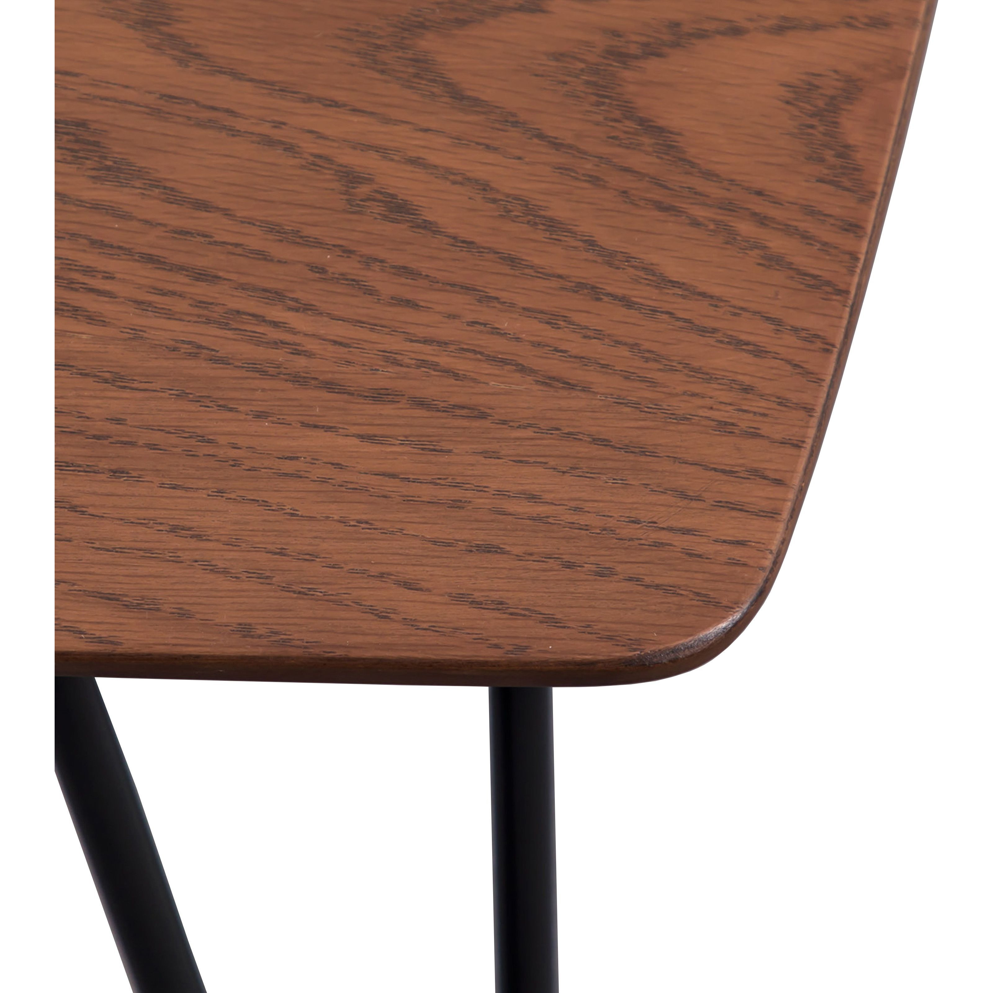LeisureMod Elmwood Modern Wood Top Coffee Table With Iron Base