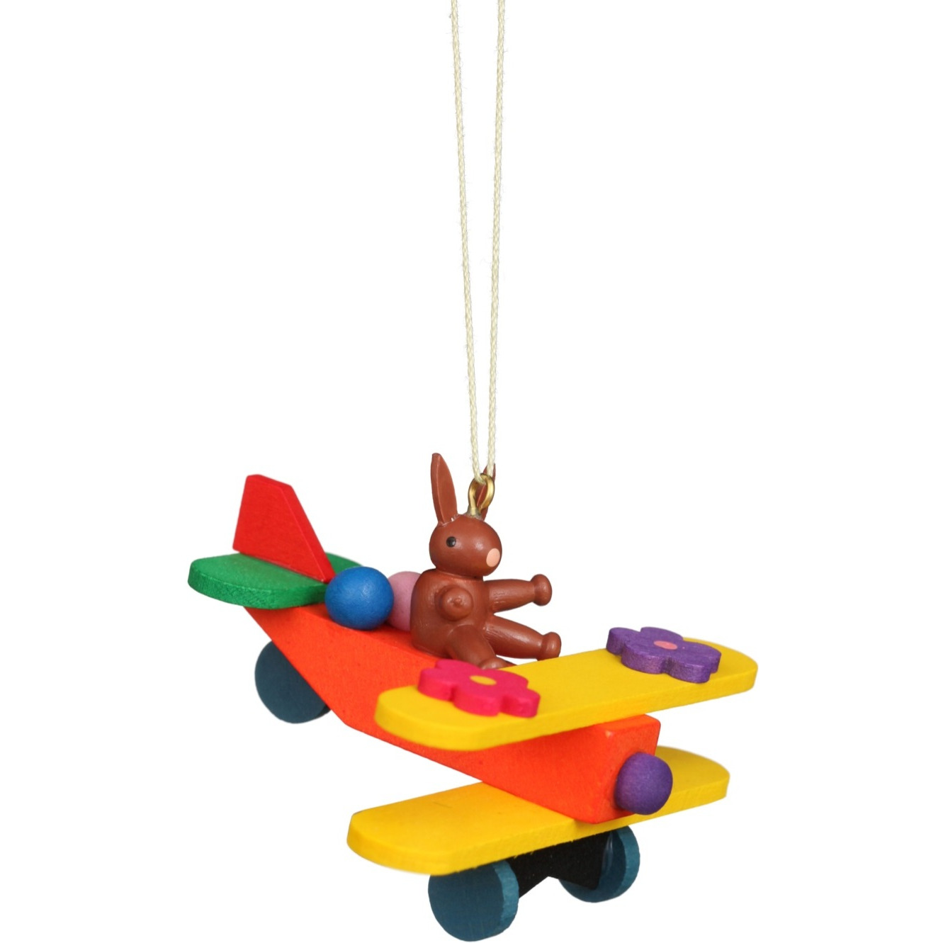 11-0606 - Christian Ulbricht Ornament - Rabbit in Plane - 1.8&quotH x 7.5&quotW x 2.6&quotD
