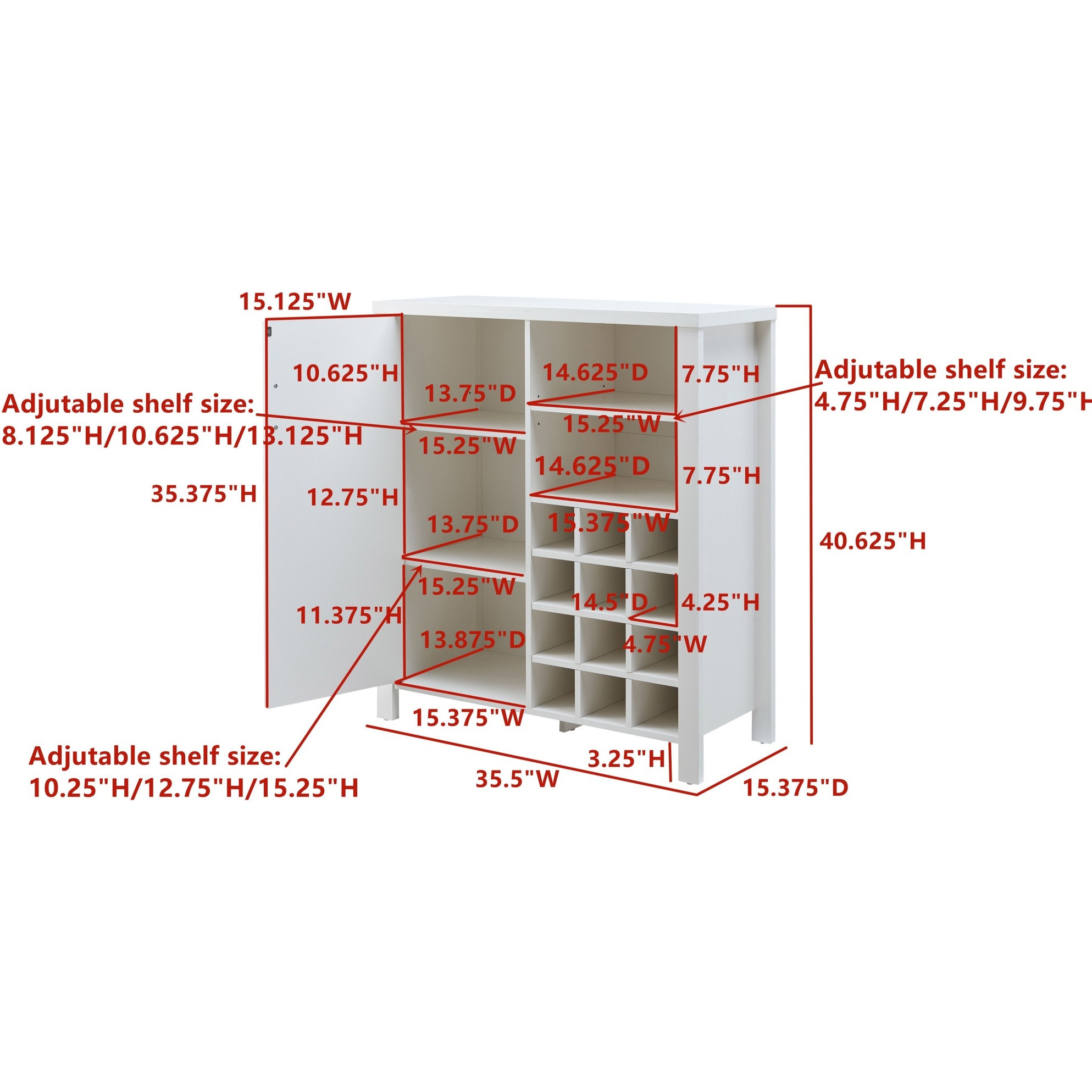 Duquette 12 Bottle Wine Storage Bar Cabinet With Open Shelves, White Wood