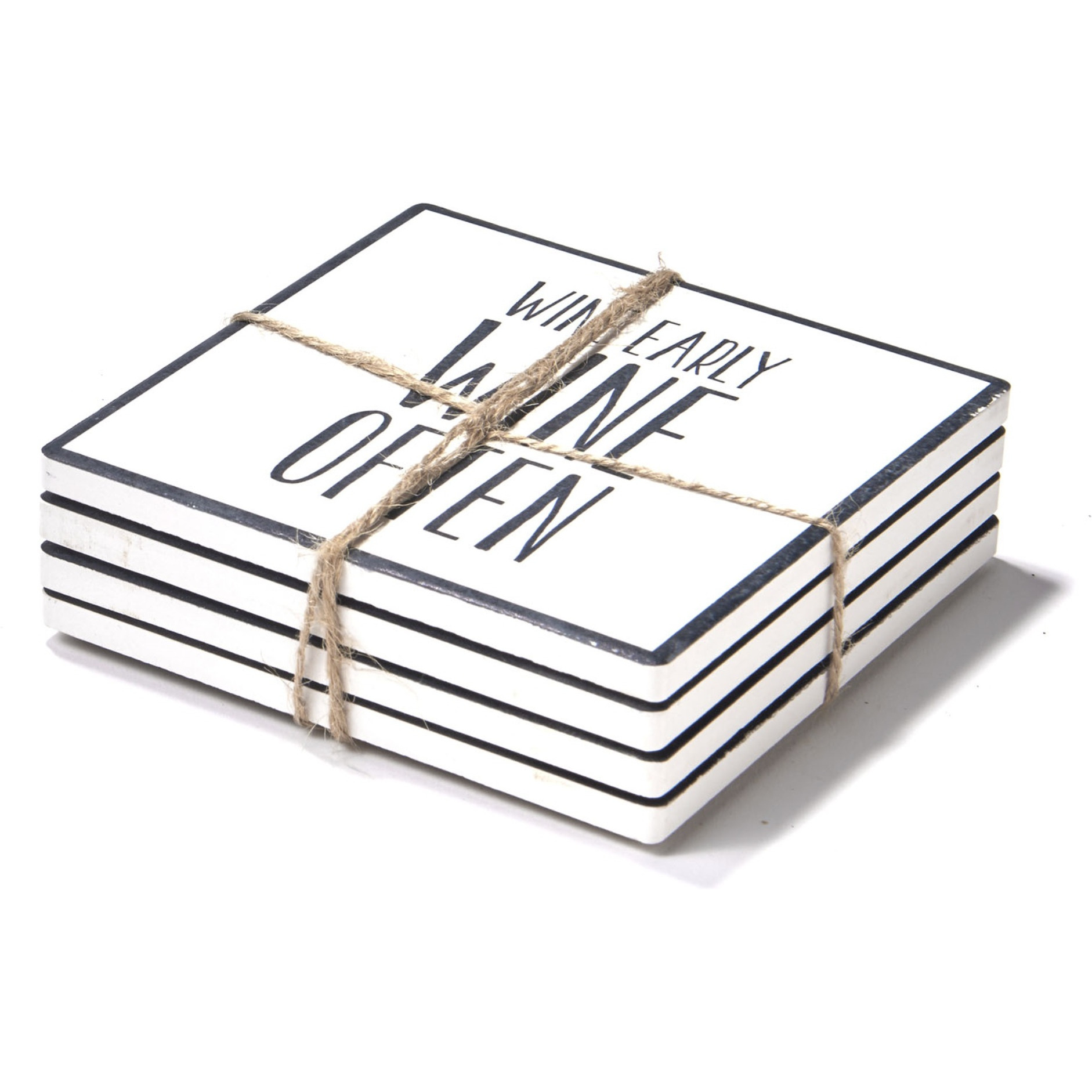 Wine Often Set of 4 Ceramic Coasters 4.25''D