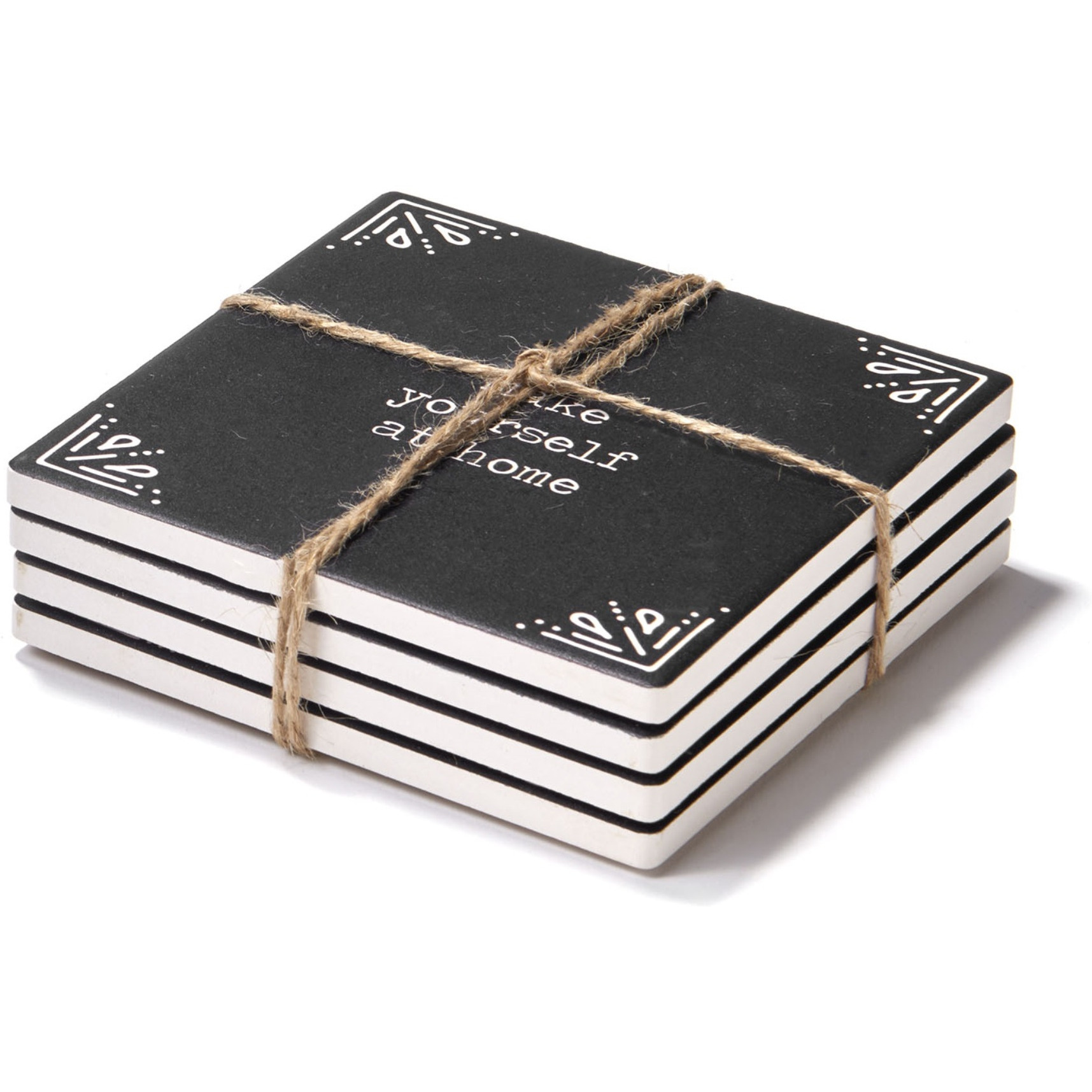 Happy Place Set of 4 Ceramic Coasters 4.25''D