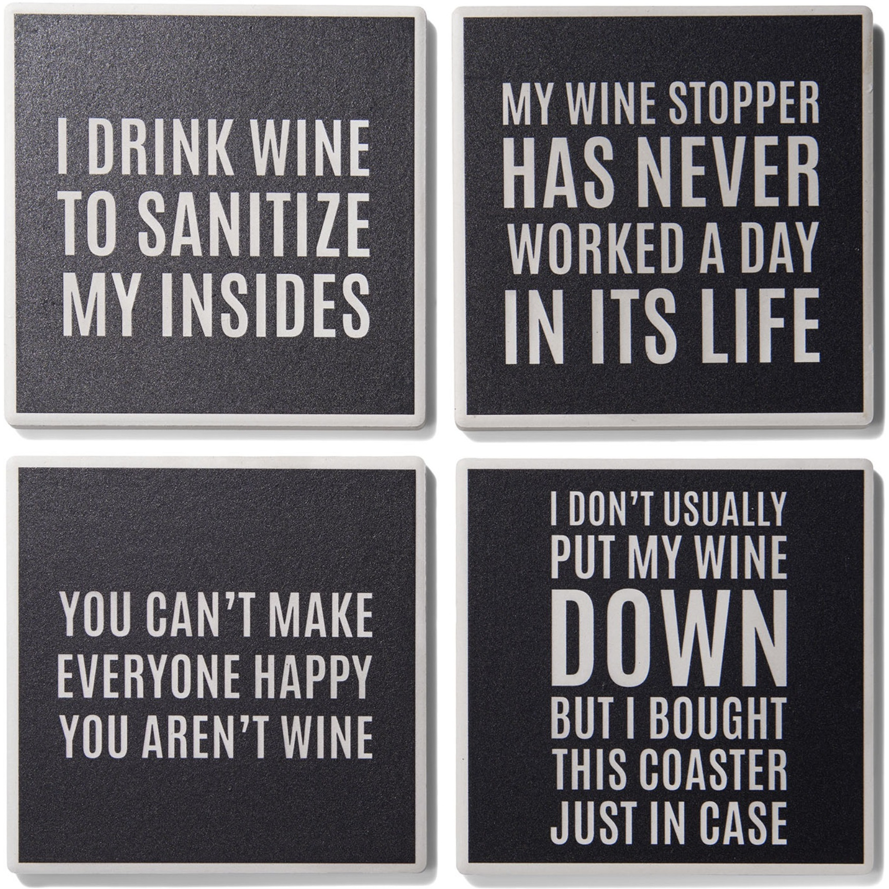 Cocktail Hour Sentiments Set of 4 Ceramic Coasters 4.25''D
