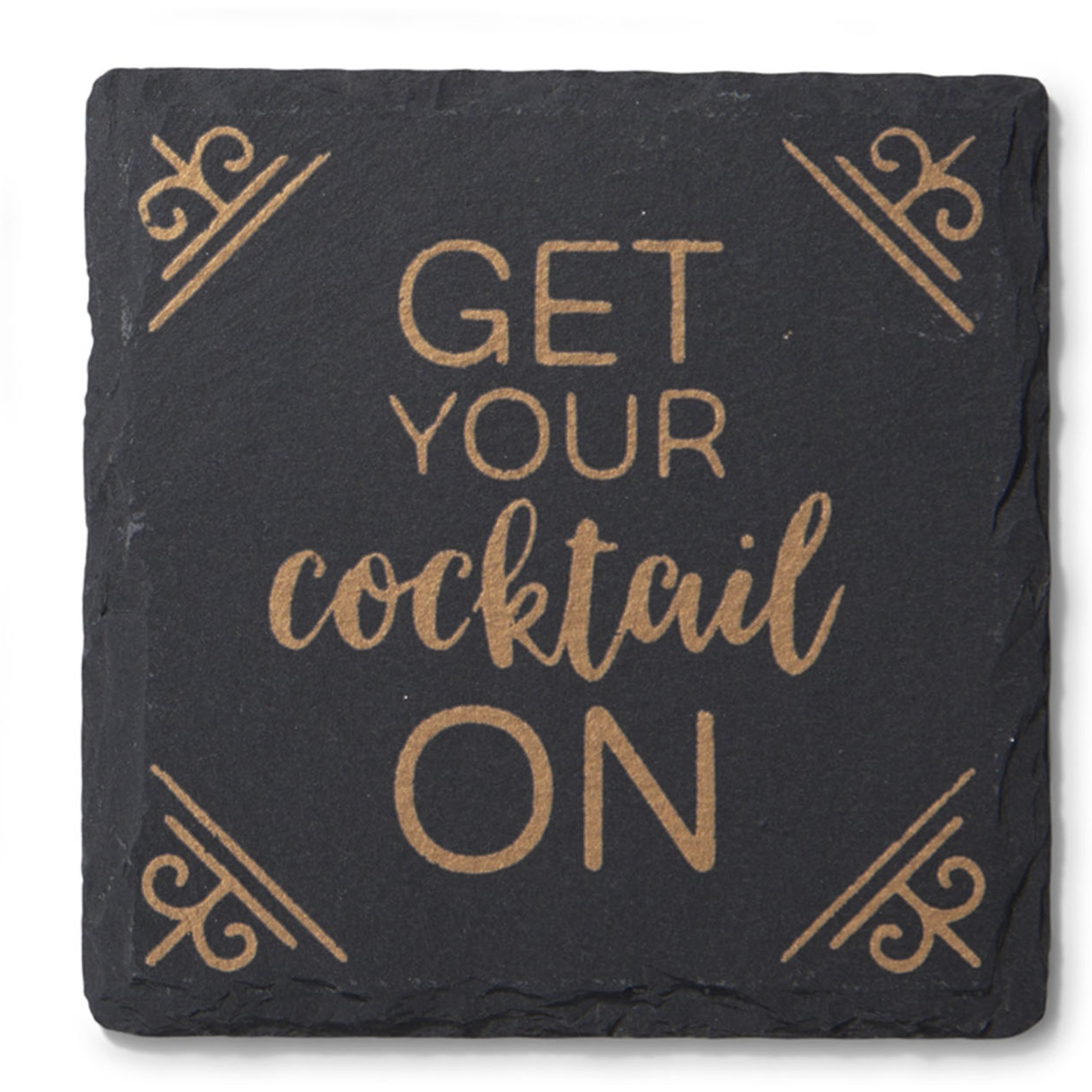 Slate Gold Set of 4 Coasters Square 4X4"