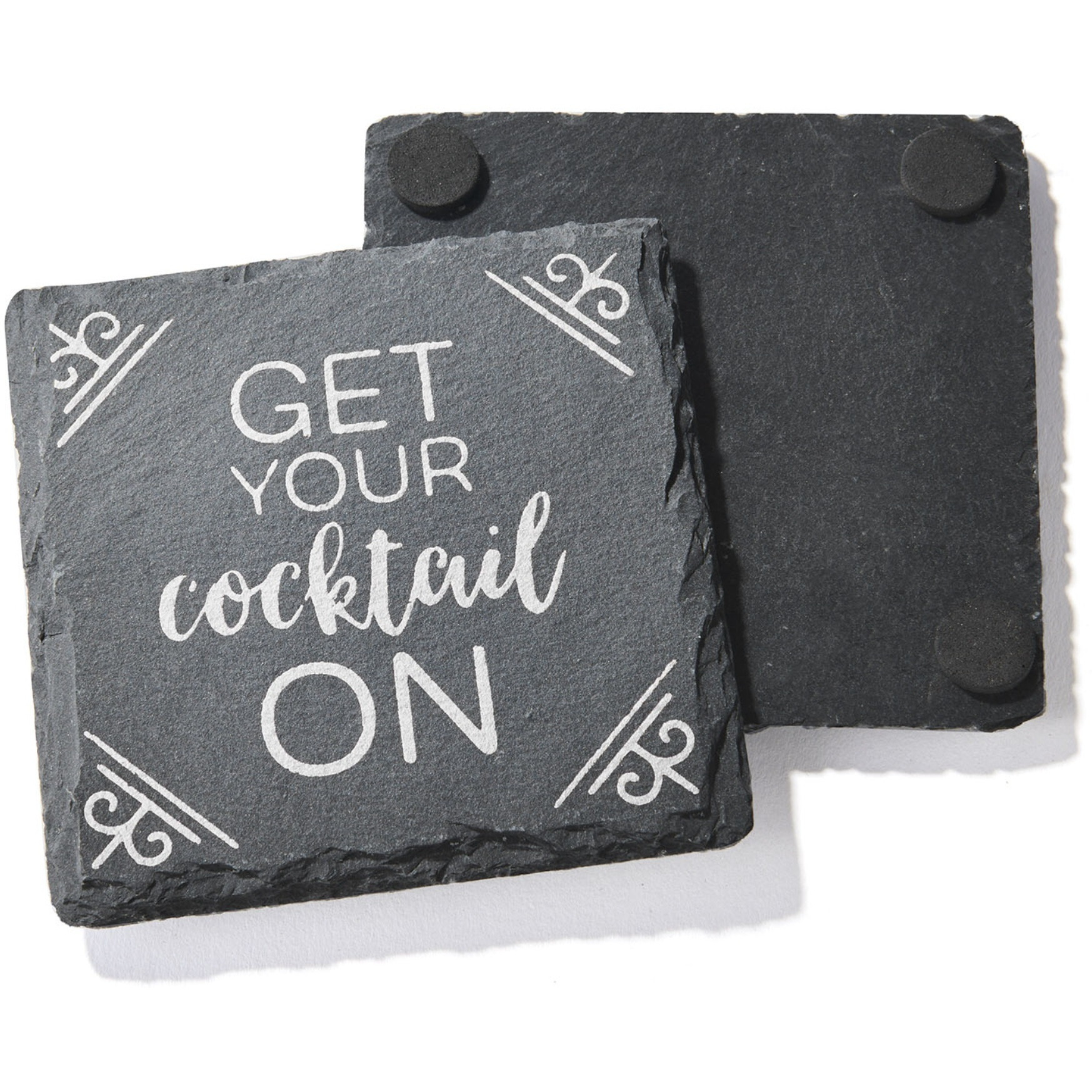 Slate Silver Set of 4 Coasters Square 4X4"